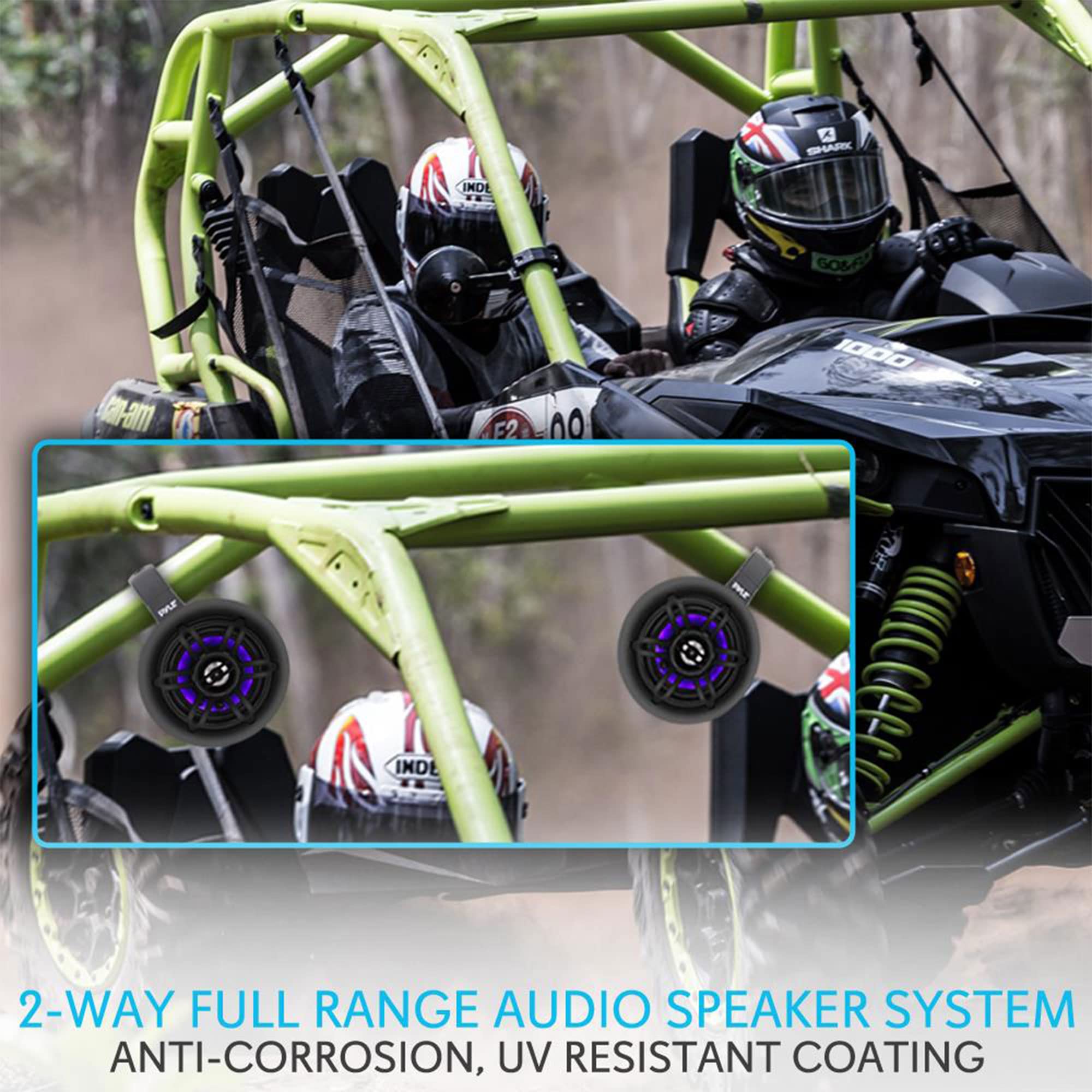 Pyle Waterproof Marine Wakeboard Tower Speakers - 4 Inch Dual Subwoofer Speaker Set w/LED Lights & Bluetooth for Wireless Music Streaming - Boat Audio System w/Mounting Clamps - Perfect for Wakeboarding, Boating, and Outdoor Water Sports