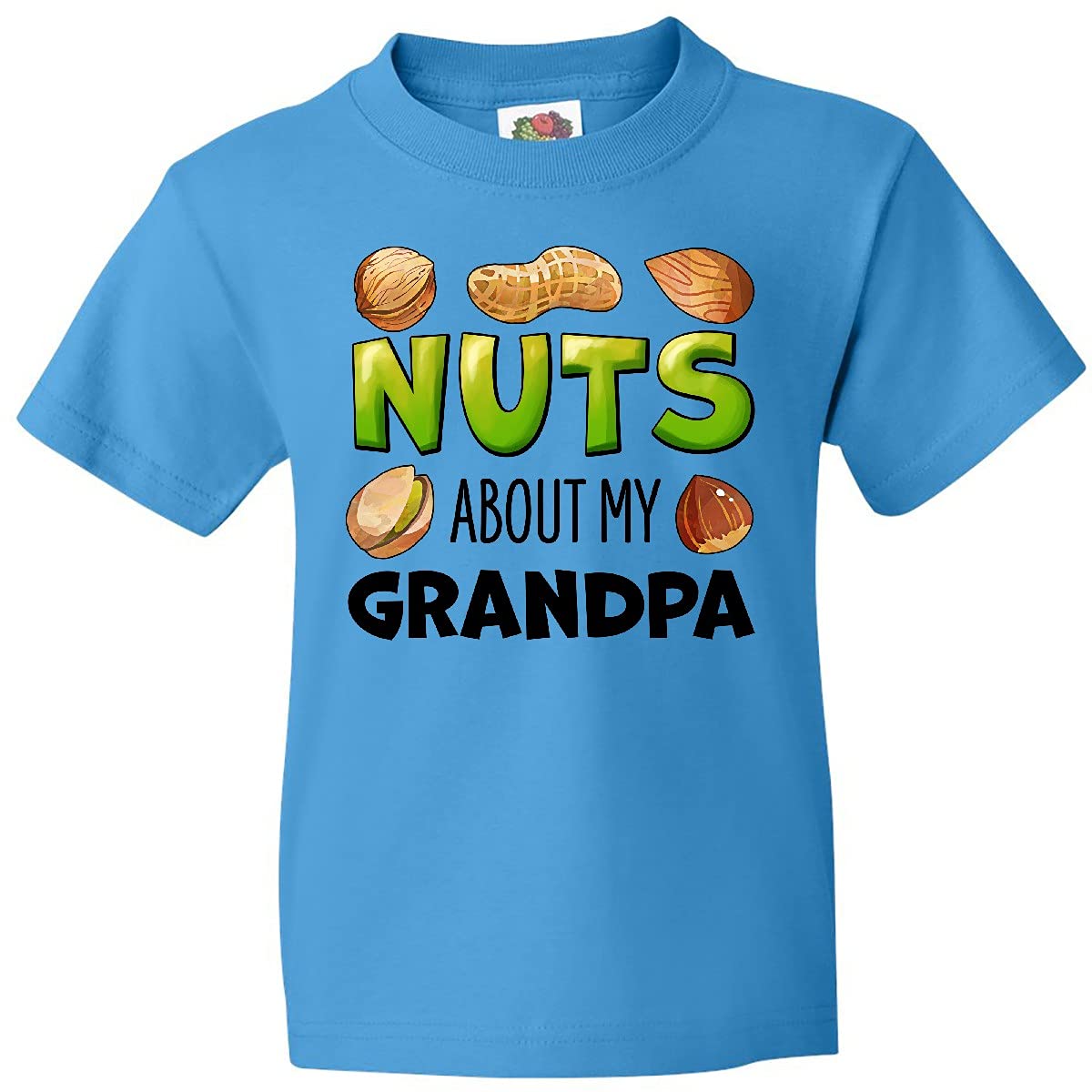 Inktastic 'Nuts About My Grandpa' Peanut Almond Pistachio Graphic Youth T-Shirt - Fun Family Gifts for Grandparents Day & Birthday Celebrations