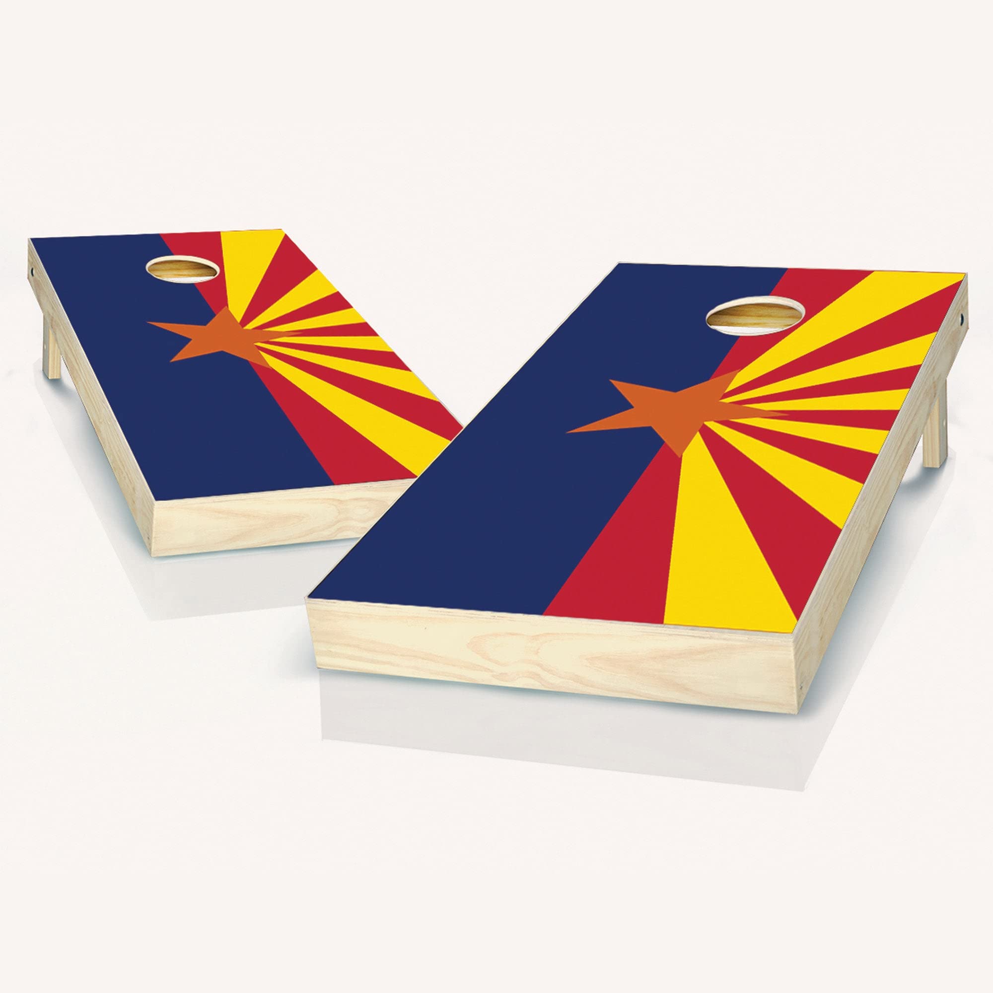 Arizona State Flag Cornhole Game Set - 2 Premium Wooden Cornhole Boards & 8 Bean Bags for Outdoor Tailgating, Backyard Parties, and BBQ Events