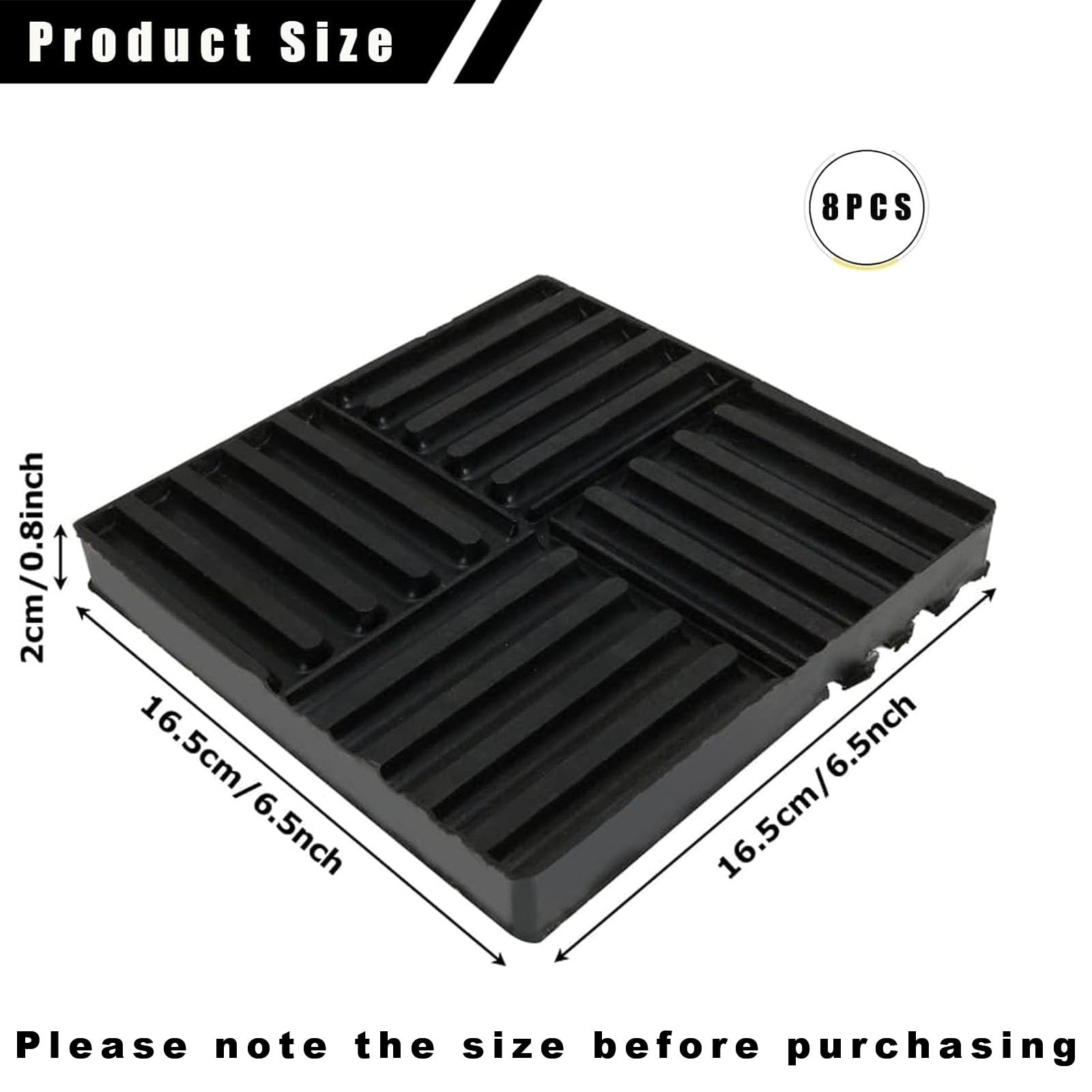 8PCS Anti-Vibration Pads, 6.5''X6.5''X0.8