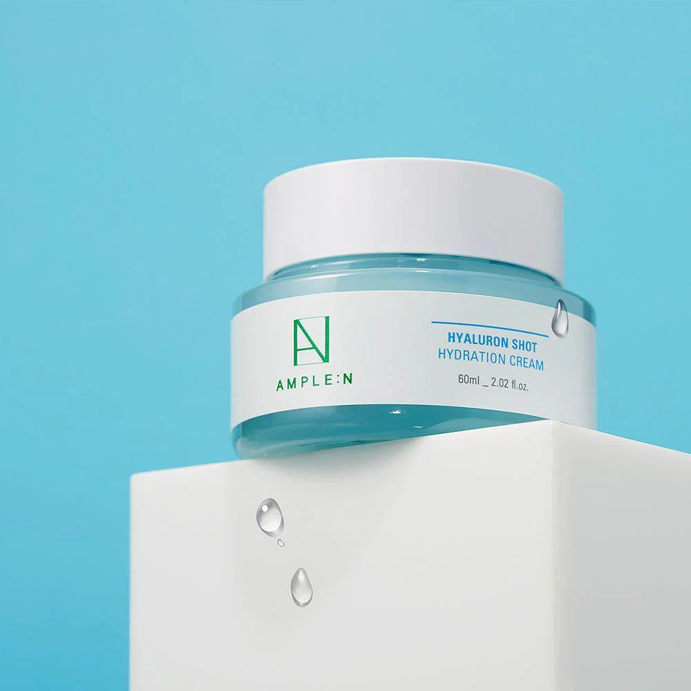 AMPLE:N Hyaluron Shot Hydration Cream 60ml - Intense Moisturizing Face Cream with Hyaluronic Acid for Dry Skin - Day & Night Hydrating Skincare for Women & Men