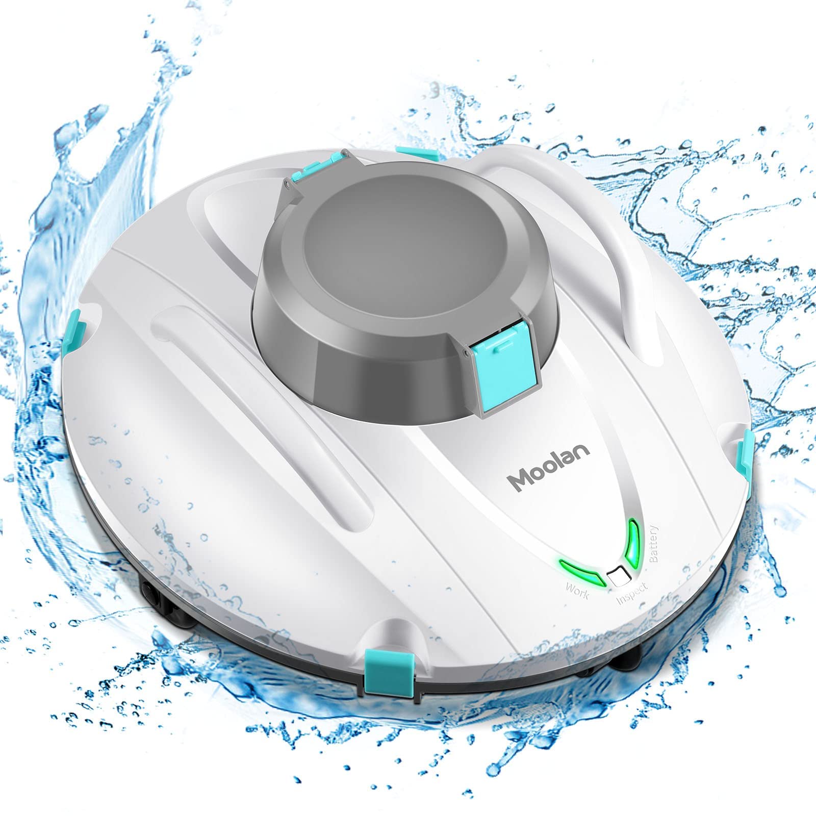 Moolan Cordless Robotic Pool Cleaner - Dual Motor Self-Parking Automatic Pool Vacuum with 140 Min Runtime for Inground & Above Ground Pools Up to 1000 Sq Ft - Perfect for Weekly Pool Maintenance & Debris Removal