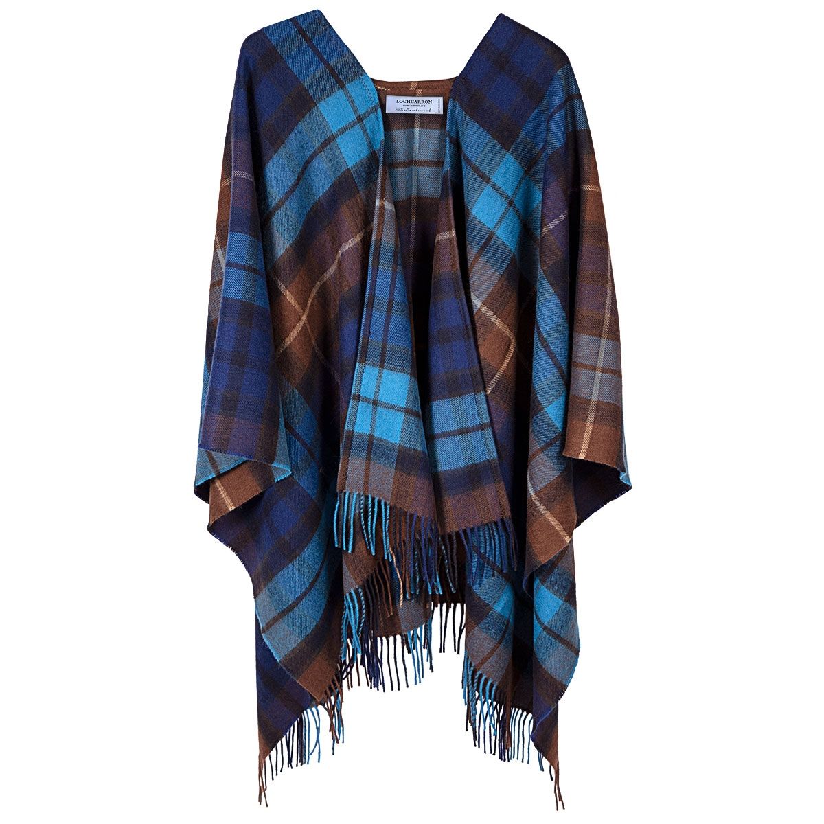 Alice Buchanan Blue Tartan Lambswool Serape Wrap - Premium Scottish Wool Shawl for Women - Perfect for Fall Fashion, Winter Warmth & Holiday Outfits