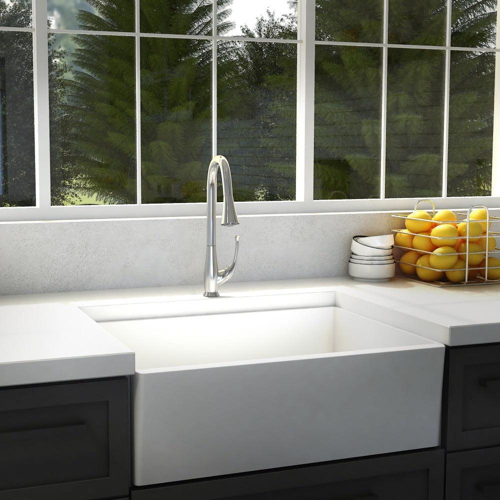 ZLINE CAS KF CH Chrome Single Handle Pull Down Kitchen Faucet - Modern Design for Easy Cooking & Dishwashing in Home Kitchen