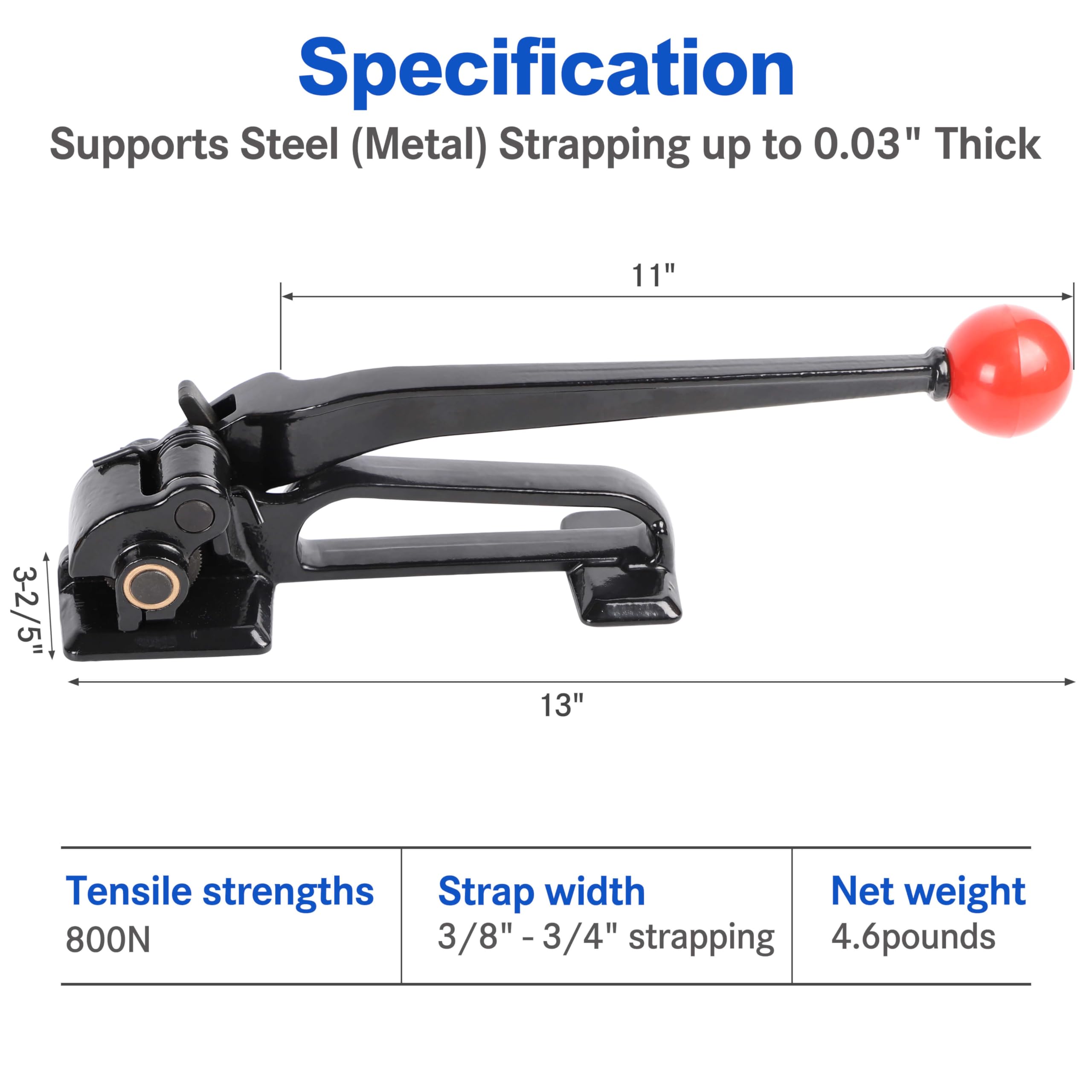 Heavy Duty Steel Strapping Tensioner Tool - 3/8