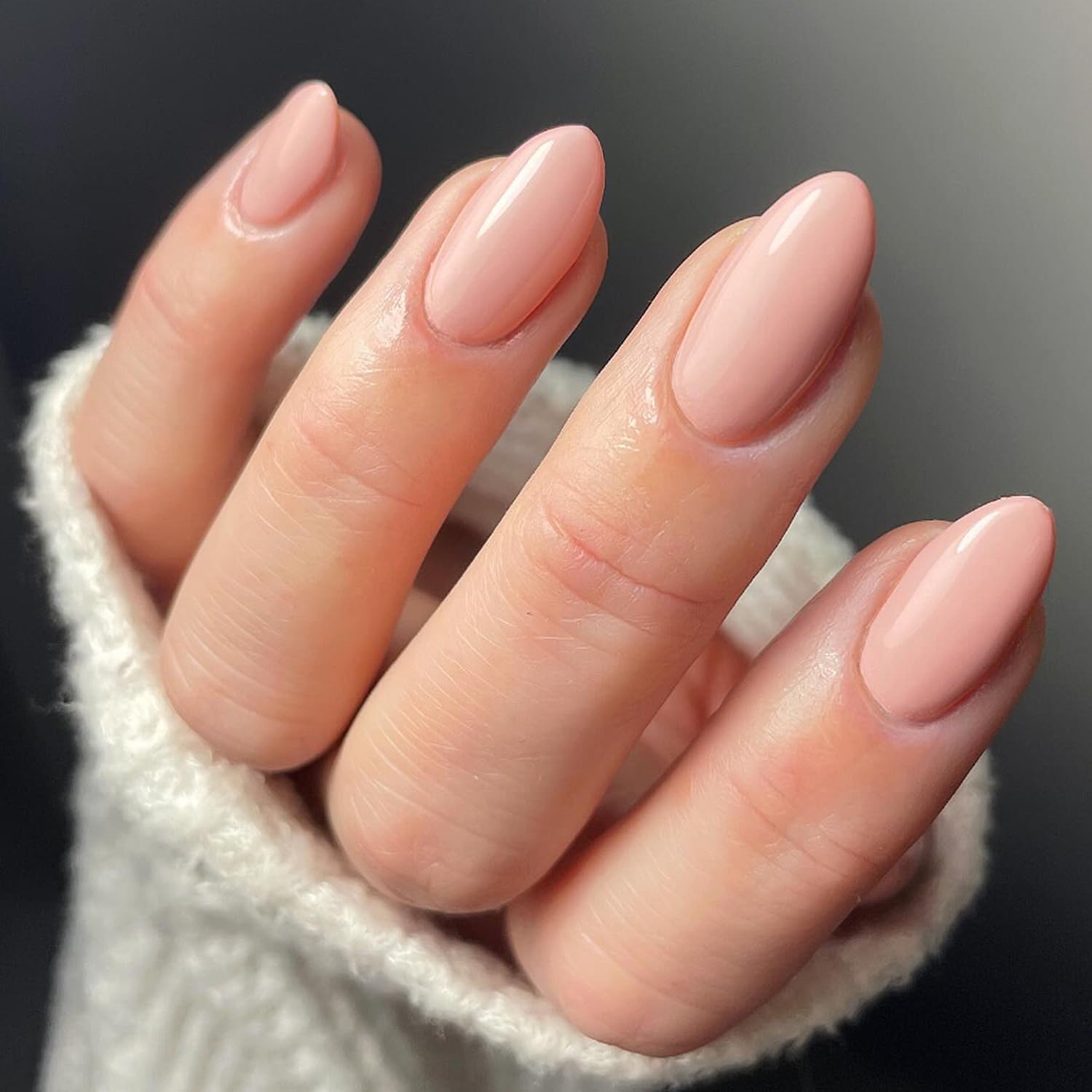 KXAMELIE 24PCS Pastel Pink Short Oval Press on Nails - Acrylic Fake Nails with Glue for Women, Soft Gel Strong Stick on Nails for Daily Wear & Special Occasions