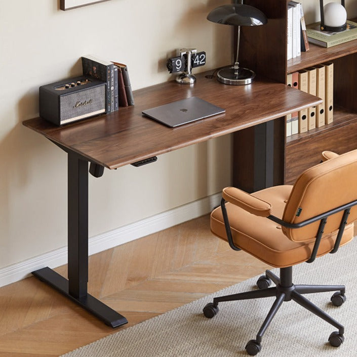 Premium Black Walnut Solid Wood Electric Standing Desk - Adjustable Height Home Office Desk for Work & Study | Ergonomic Workspace Solution for Professionals & Gamers