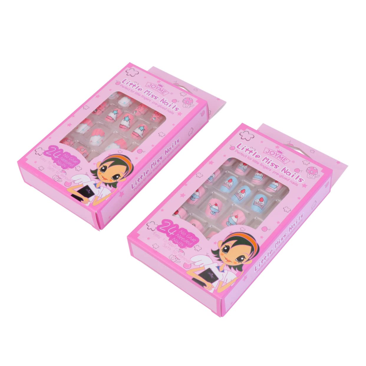 KALLORY 2 Packs False Nails for Kids - Glitter Nail Stickers, Acrylic Nail Art Decals, DIY Nail Appliques for Girls - Perfect for Birthday Parties, Playdates & Dress-Up Fun