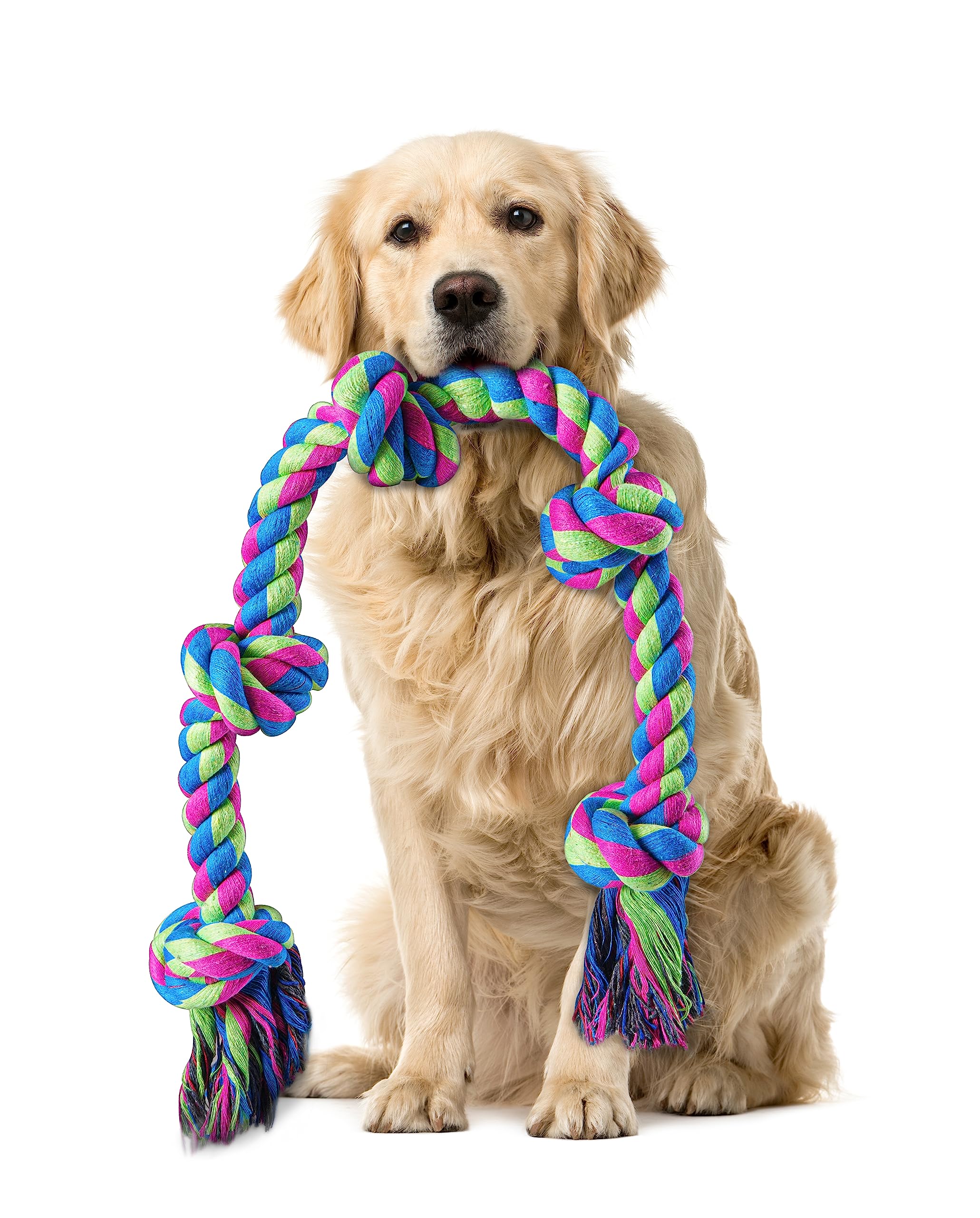 **Aitmexcn Heavy Duty Indestructible Dog Rope Toy for Large & Medium Aggressive Chewers - 5 Knots 100% Cotton Tug Toy for Teeth Cleaning & Boredom Relief - Perfect for Playtime, Training & Bonding with Your Large Breed Dog**