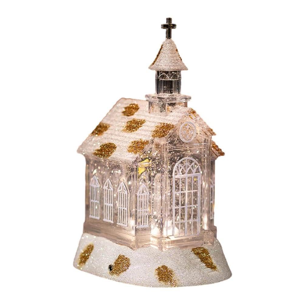 Crystal Church House Snowflake Music Box - Christmas Decorations & Holiday Ornaments with Snow Design | Perfect for Holiday Gifting, Home Décor, and Winter Wonderland Displays