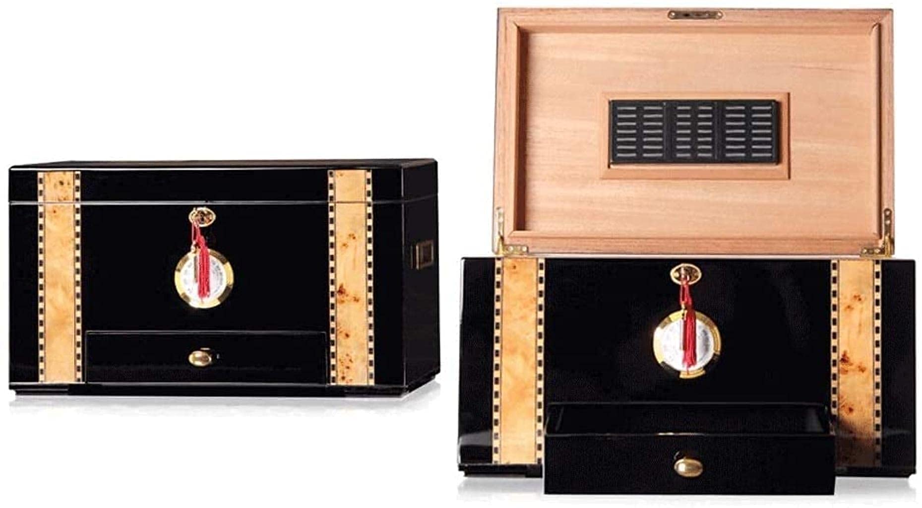 Premium Cigar Humidor Cabinet - Large Capacity Cedar Wood Lining with Built-in Hygrometer & Humidifier | Cuban Solid Wood Cigar Box for Aging & Storing Cigars | Perfect for Home, Office, or Cigar Lounge