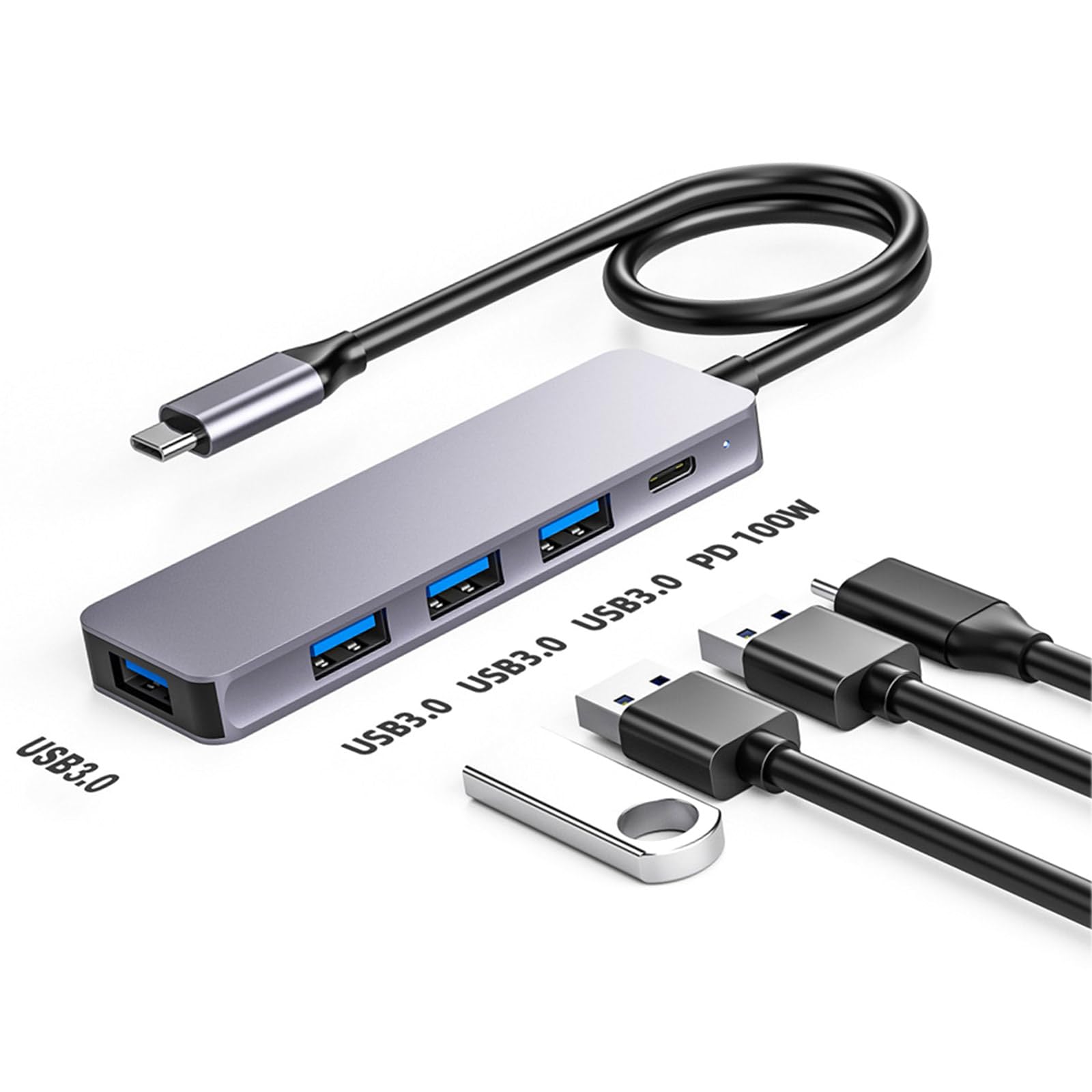 Yanwuwa 4-in-1 Multiport USB Hub & Docking Station - USB Adapter for Laptops & Tablets - Connect Mouse, Keyboard & USB Devices - Perfect for Home Office & Travel Use
