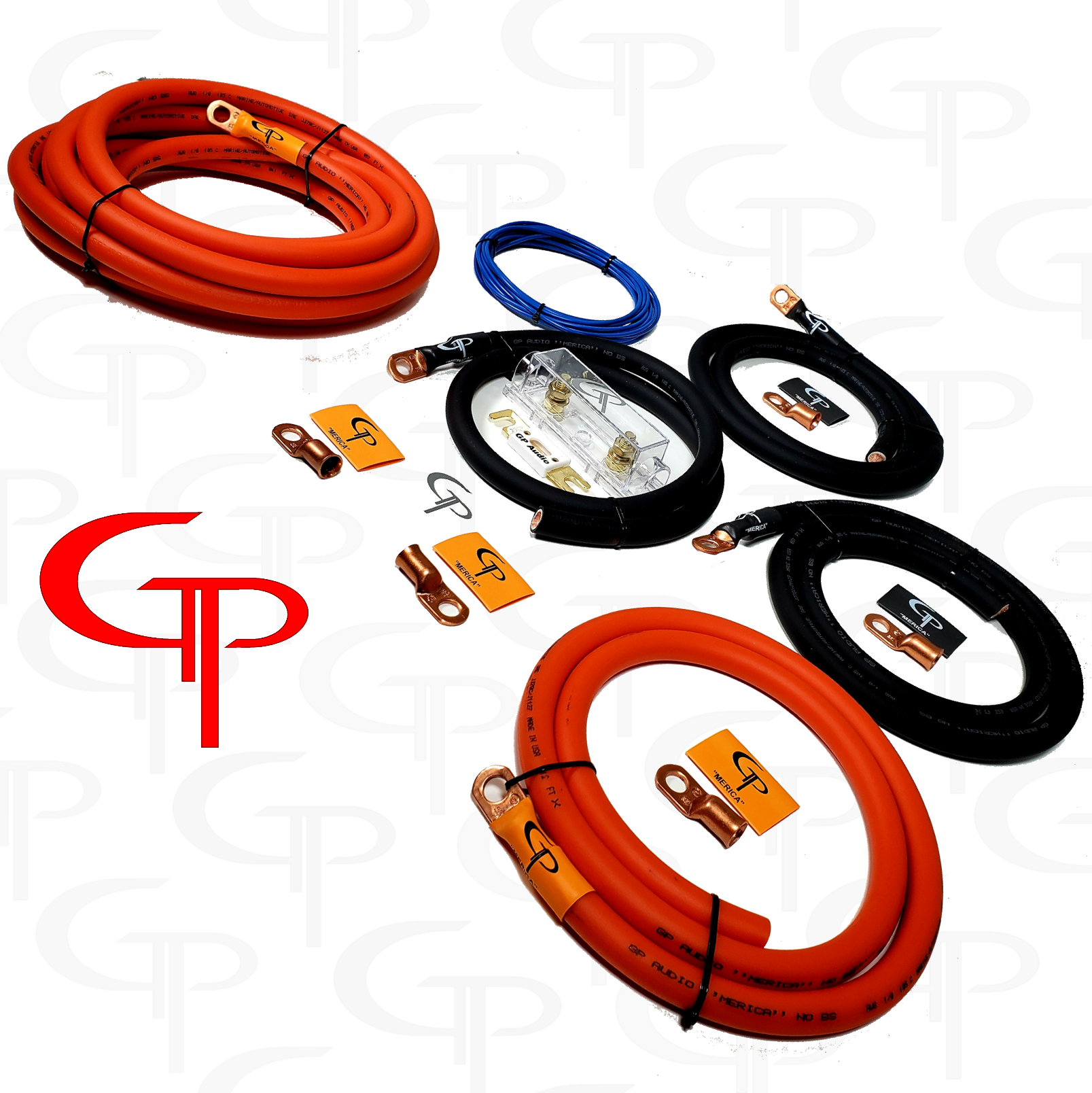 GP 1/0 AWG Big 3 + Amp Wiring Kit - High Performance Car Audio Power Upgrade for Amplifiers, Batteries & Alternators - Perfect for Car Stereo Systems & Vehicle Electrical Upgrades