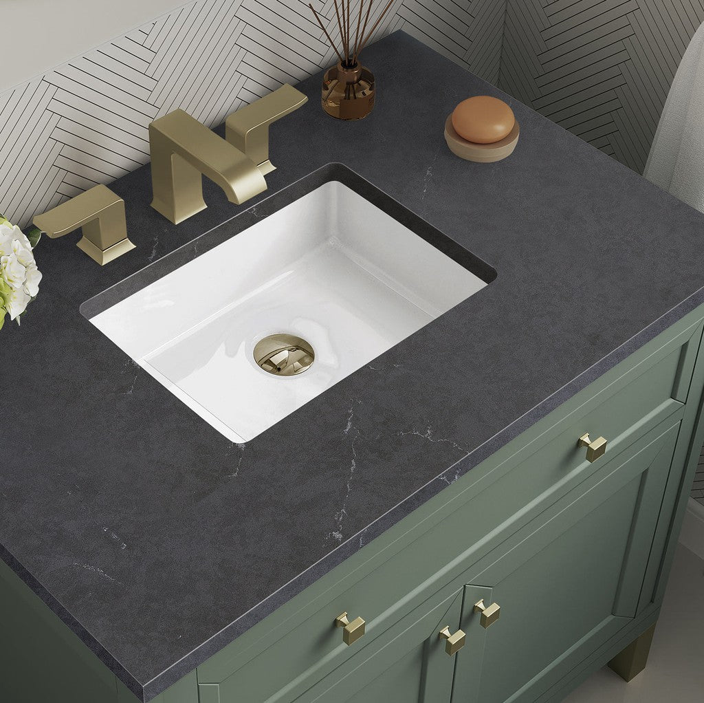 James Martin Vanities Chicago Collection 36 Inch Single Bathroom Vanity in Smokey Celadon with Countertop Options - Modern Farmhouse Style for Small Bathrooms & Powder Rooms