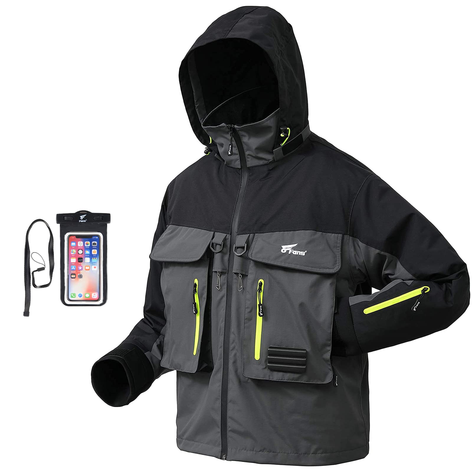 8 Fans Men's & Women's Breathable Waterproof Fishing Wading Jacket - 3X-Large Size for Rain Protection - Ideal for Fly Fishing, Kayaking & Outdoor Water Sports