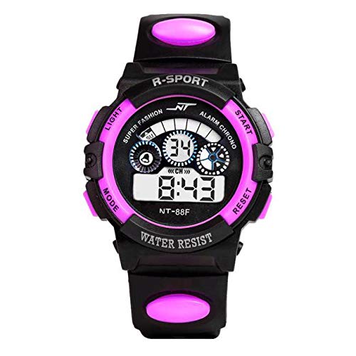 Smart Fitness Watch for Men - Waterproof Digital Sports Watch with LED Display, Alarm & Date Function - Perfect for Running, Gym & Outdoor Activities (Purple, One Size)