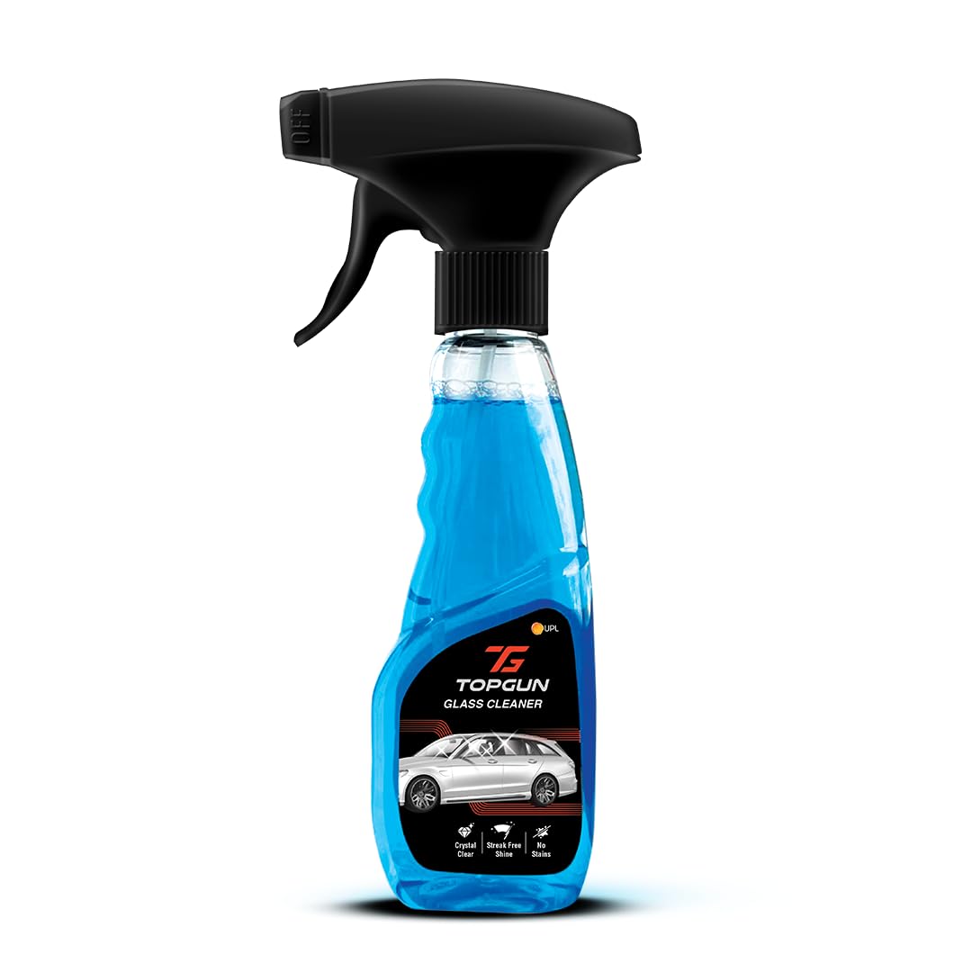 TOPGUN Glass Cleaner 250ml - Streak-Free Formula for Windows, Mirrors & Glass Surfaces | Removes Mud, Dirt, Grease & Fingerprints | Perfect for Home, Office & Car Cleaning