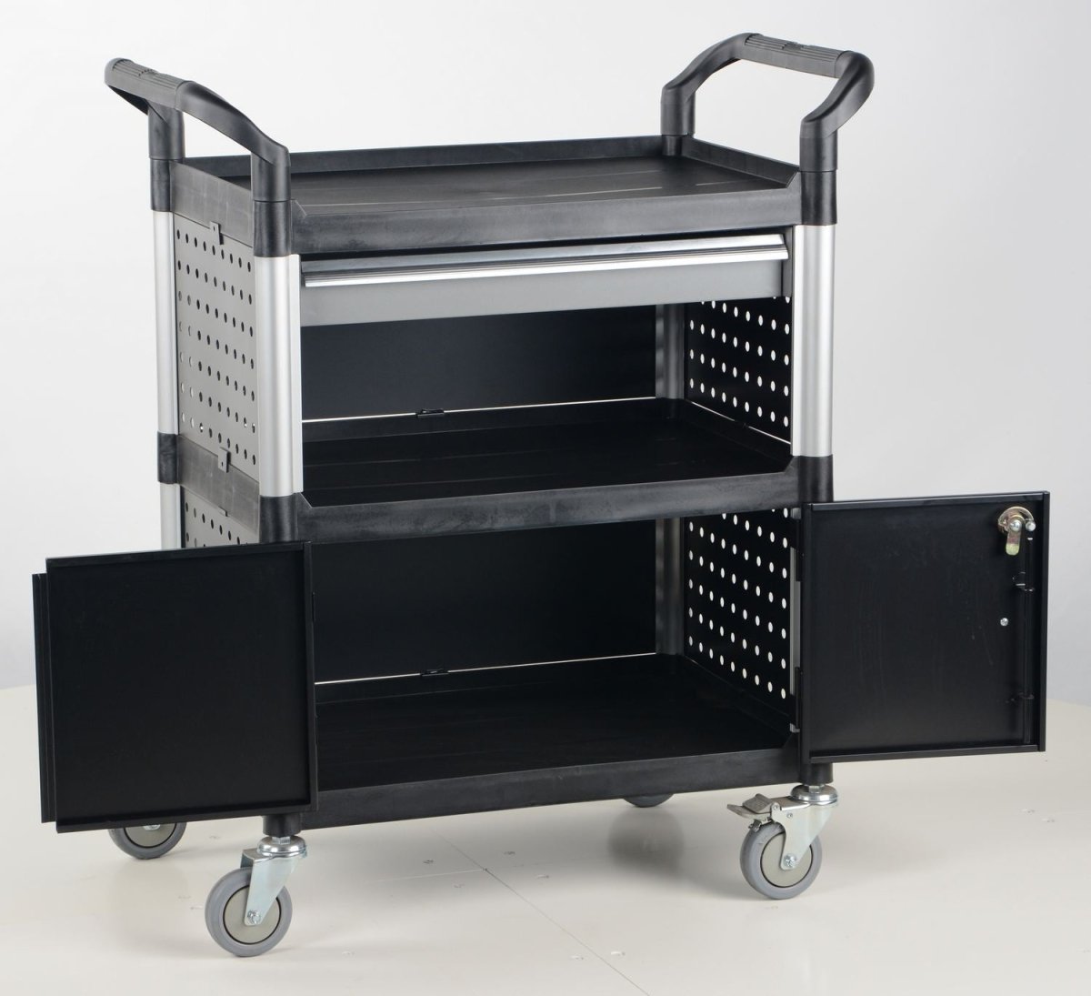 Commercial Service Carts - Heavy Duty Utility Cart with Wheels for Restaurant, Hotel & Office Use - Perfect for Food Service, Cleaning Supplies & Equipment Transport