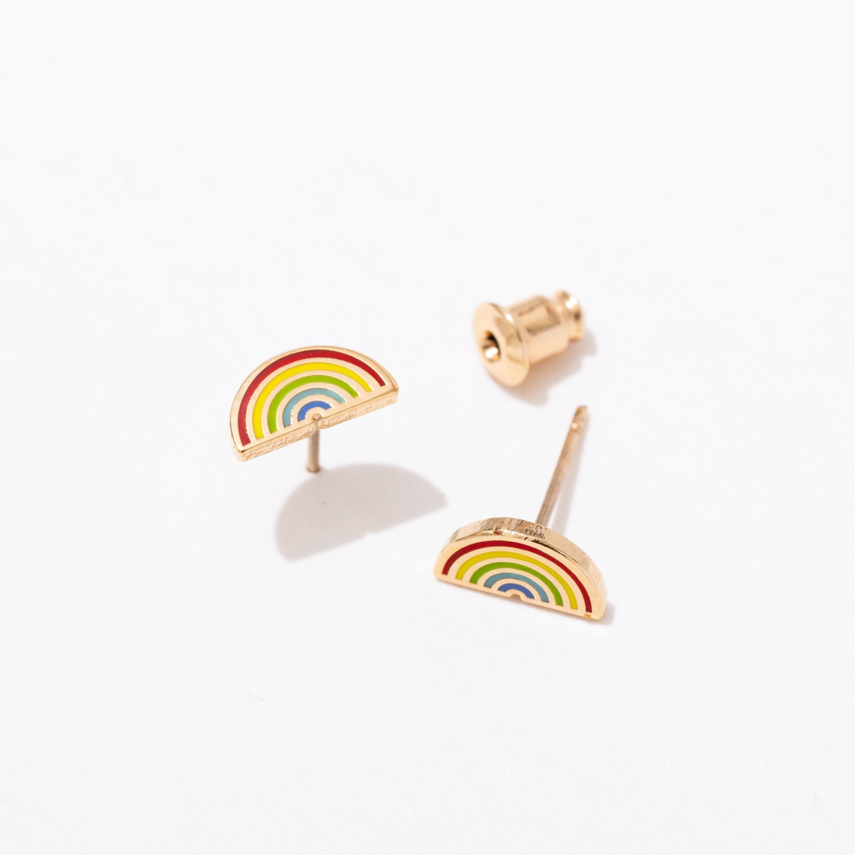 Rainbow Stud Earrings for Women - Dainty Colorful CZ Crystal Studs - Perfect for Everyday Wear, Parties & Gifts