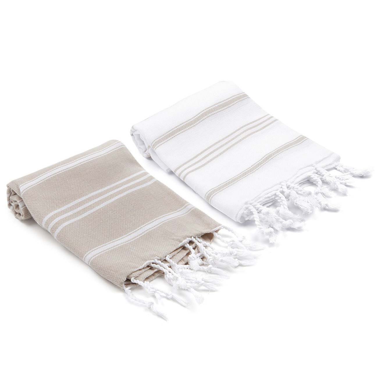 Premium Olive & Linen Turkish Hand Towel Set - 100% Cotton, Soft & Absorbent (Desert Sand) - Perfect for Bathroom, Kitchen & Spa Use