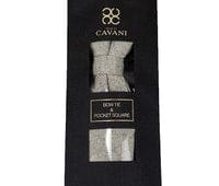 Cavani Light Grey Herringbone Tweed Bow Tie for Men - Classic Formal Necktie for Weddings, Parties & Business Events