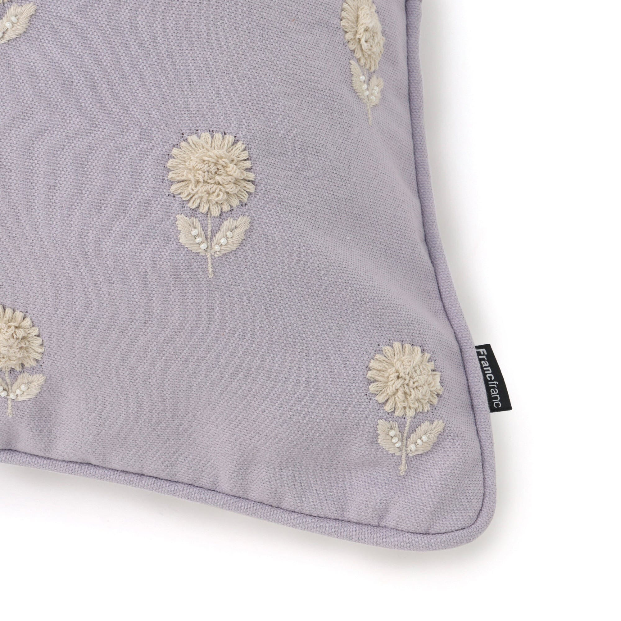 Premium Emb Flower Cushion Cover 18x18 Inches - Soft Purple Bohemian Decorative Pillow Case for Living Room, Bedroom & Outdoor Furniture