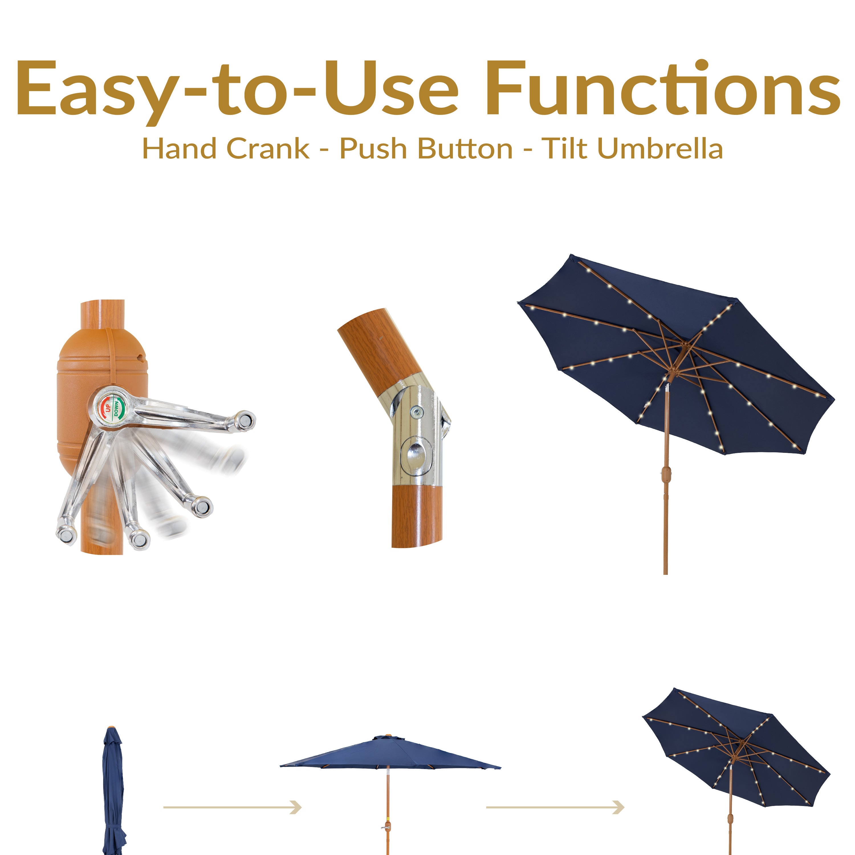Sunnydaze 8.5 ft Outdoor Patio Umbrella with Realistic Woodgrain Finish - Perfect for Backyard, Poolside, and Garden Shade