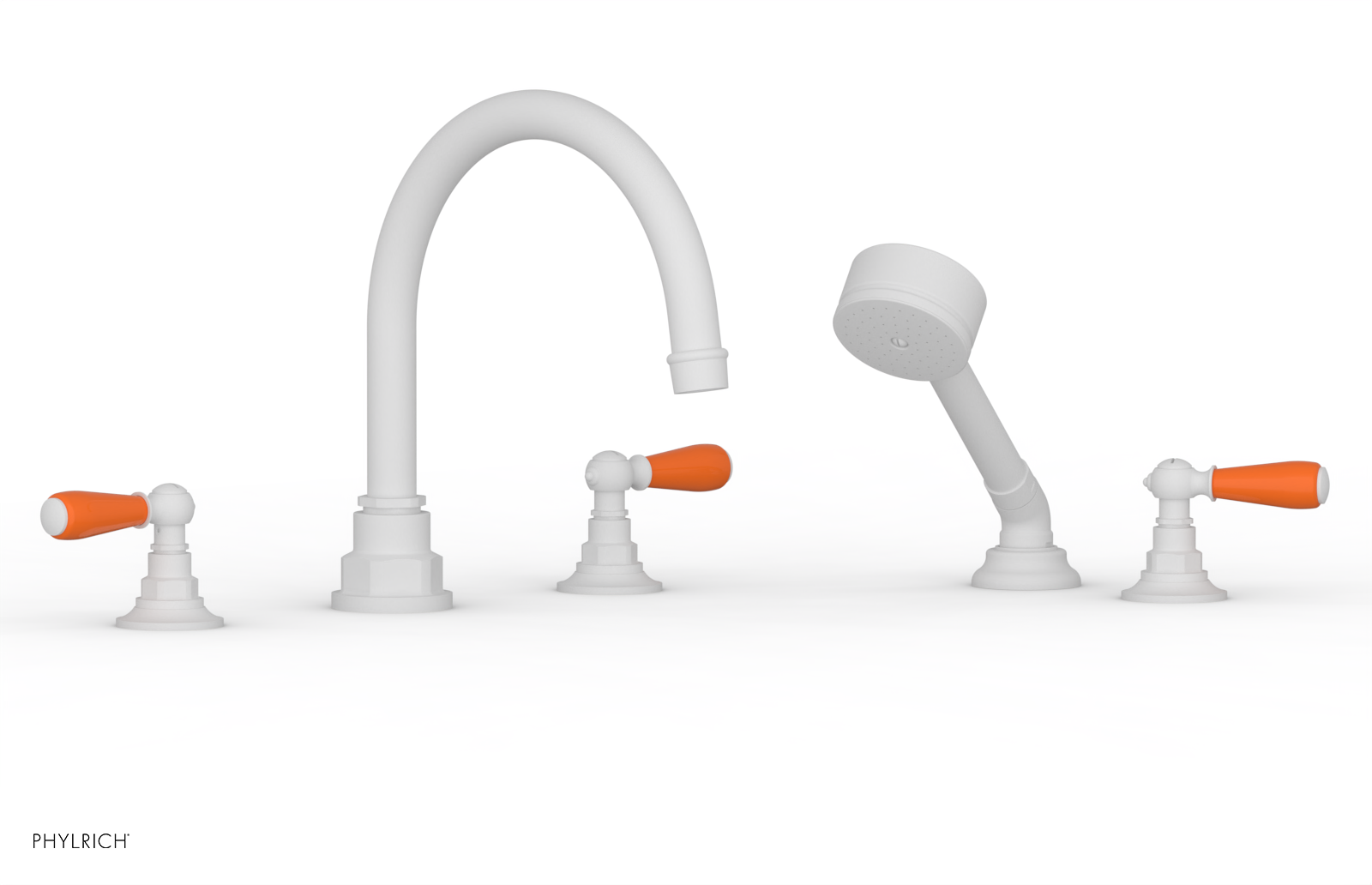 Jamestown Deck Tub Set with Hand Shower - Lever Handles & Orange Accents (165-49) - Perfect for Outdoor Bathing & Relaxation in Your Backyard Oasis