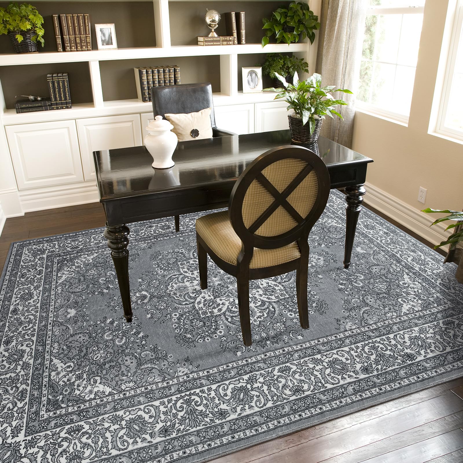 5x7 Washable Non-Slip Area Rug - Light Grey Farmhouse Style for Bedroom, Living Room, Dining Room, Kitchen, Kids Room, Nursery, Playroom & Home Office | Soft & Durable for High Traffic Areas