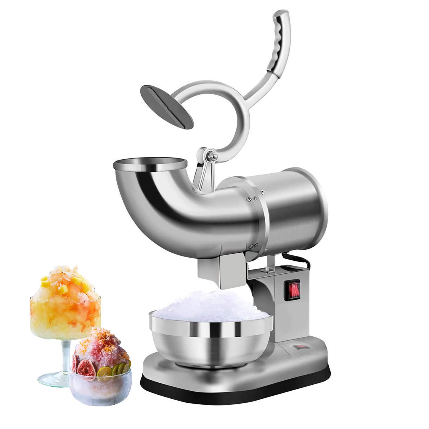 ALDKitchen Electric Ice Shaving Machine - 440 lbs/h Stainless Steel Ice Crusher for Snow Cones, Frozen Drinks & Cocktails - Perfect for Home Bars, Parties & Commercial Use (110V)