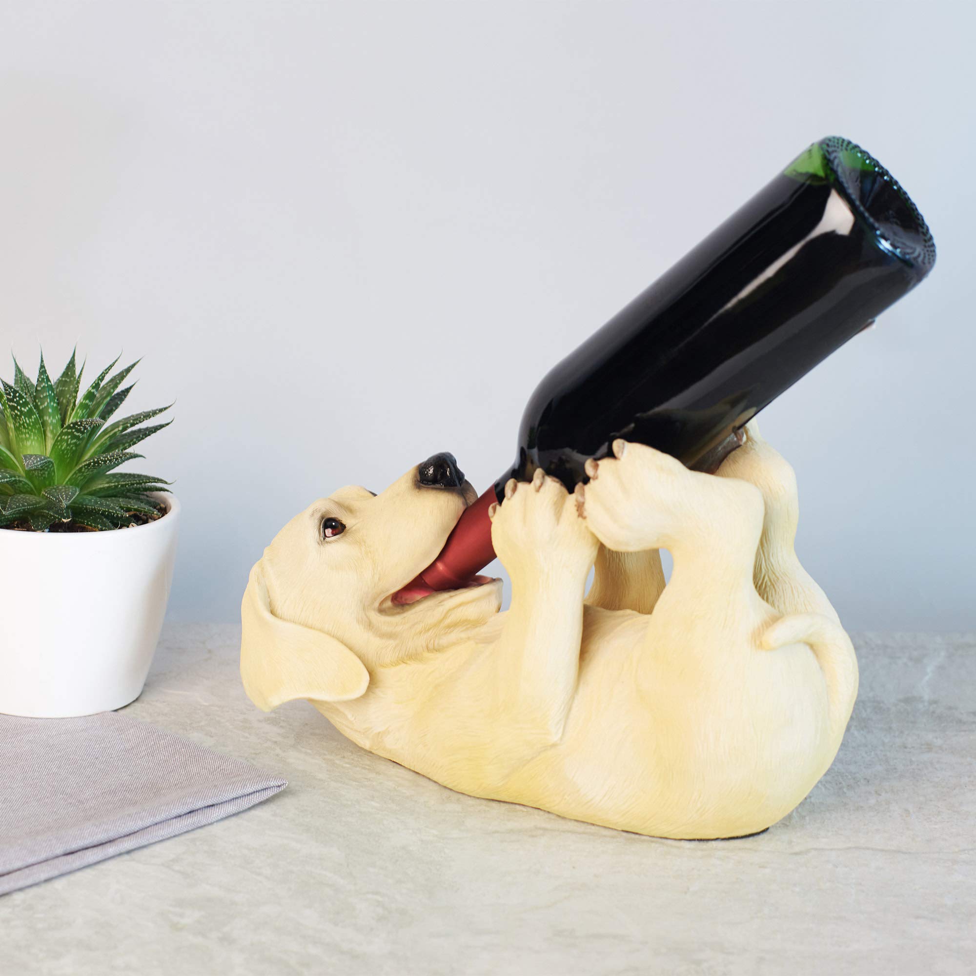 True Lab Playful Pup Bottle Holder - Decorative Wine Rack for Kitchen Countertop, Tabletop, Bar & Home Decor - Perfect for Wine Storage & Kitchen Organization (Set of 1)