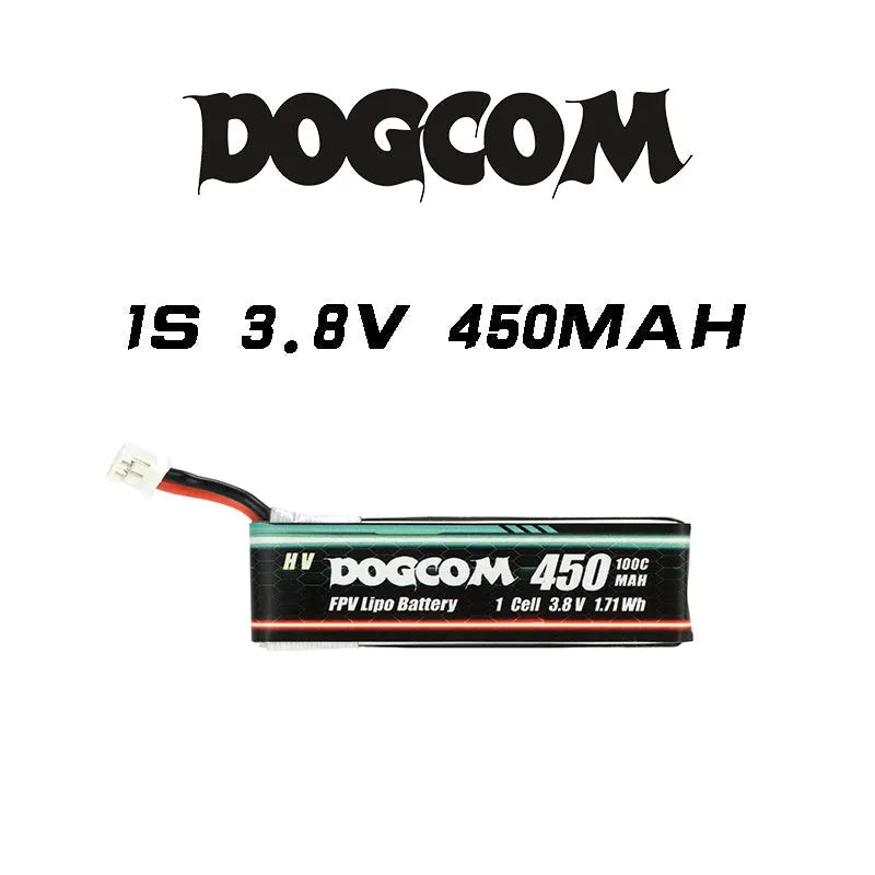 DOGCOM 450mAh 100C 1S 3.8V FPV Lipo Battery BT2.0/PH2.0 Connector - High Performance Drone Battery (4 Pack) for FPV Racing Drones and RC Quadcopters