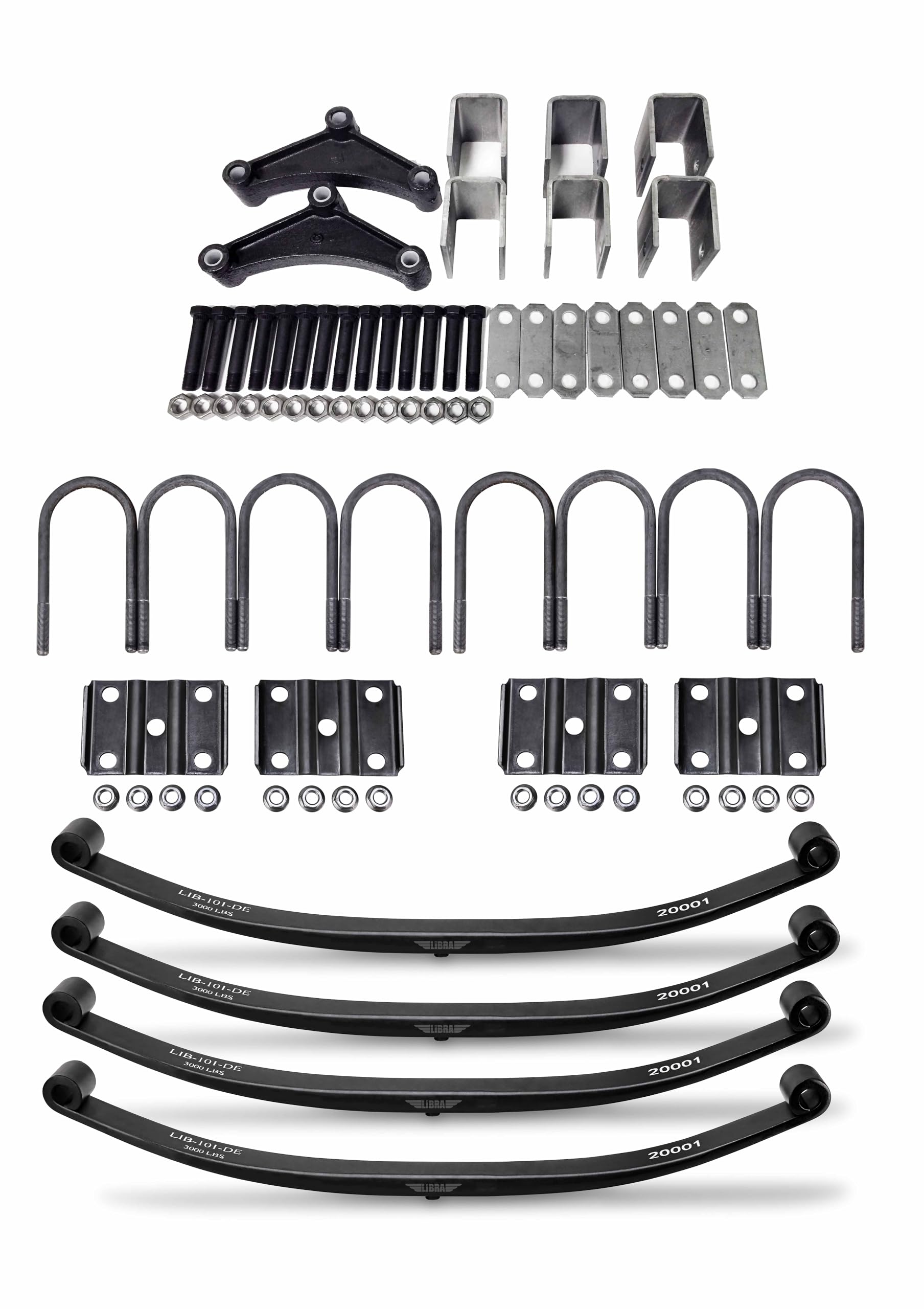 6000lbs Tandem Axle Suspension Kit for Mobile Home Trailers - 3000lbs Leaf Springs, U-Bolt & Hanger Kit - Heavy Duty Towing & RV Applications