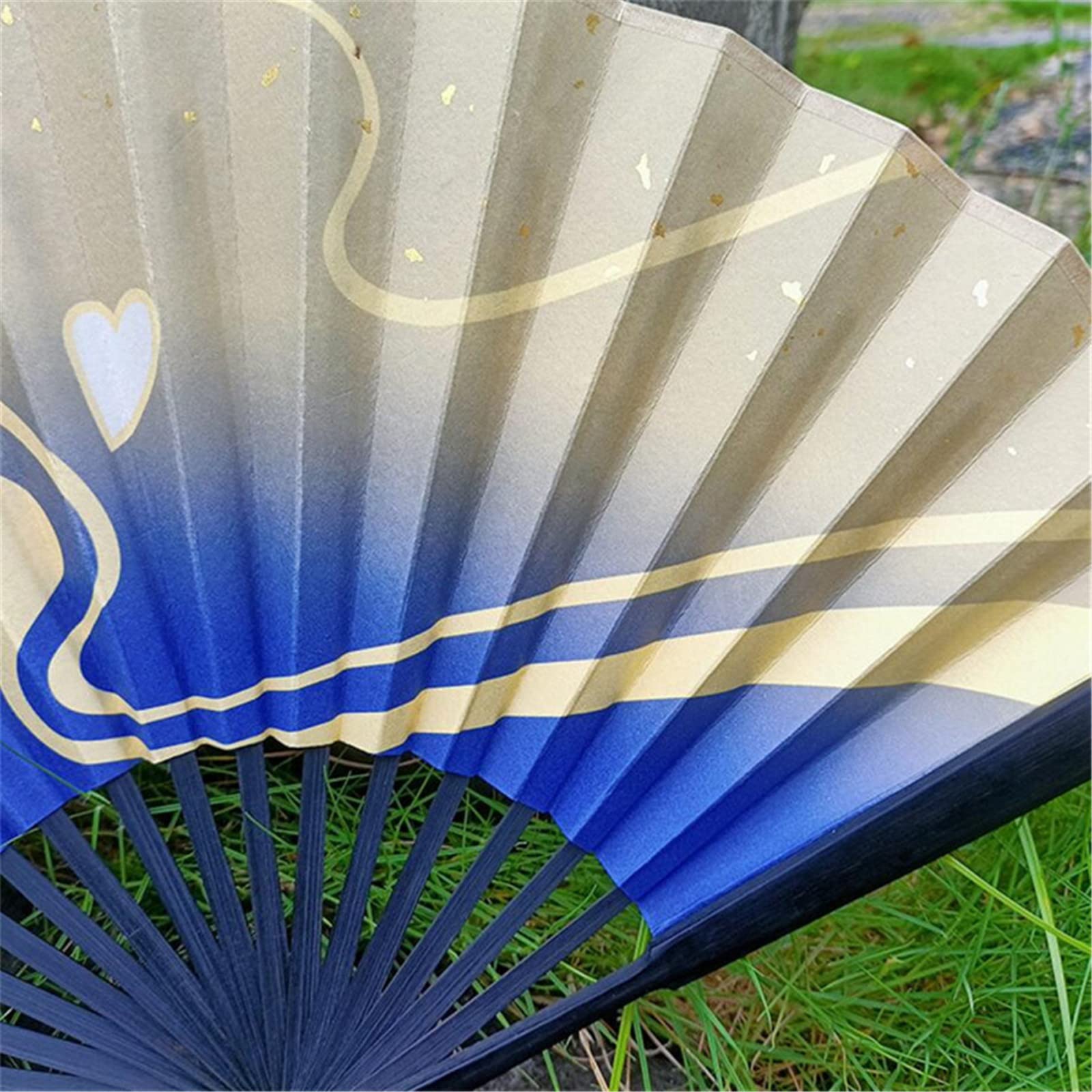 AwwwCos Kamisato Ayaka Folding Fan - Double-Sided Cloth Hand Fan for Cosplay, Anime Convention, and Traditional Japanese Costume Accessory | Perfect for Genshin Impact Fans and Themed Parties