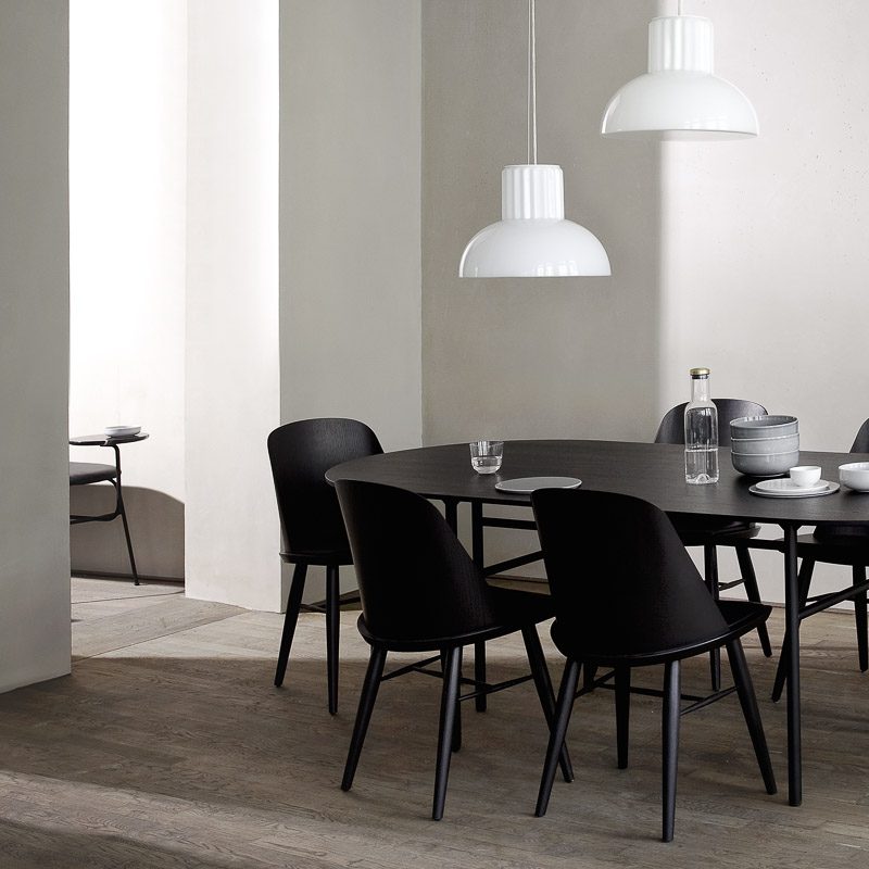 PRE ORDER AUDO CPH Snaregade Oval Dining Table - Black Steel Frame & Charcoal Linoleum Top | Modern Scandinavian Design for Dining Room & Open-Plan Living Spaces