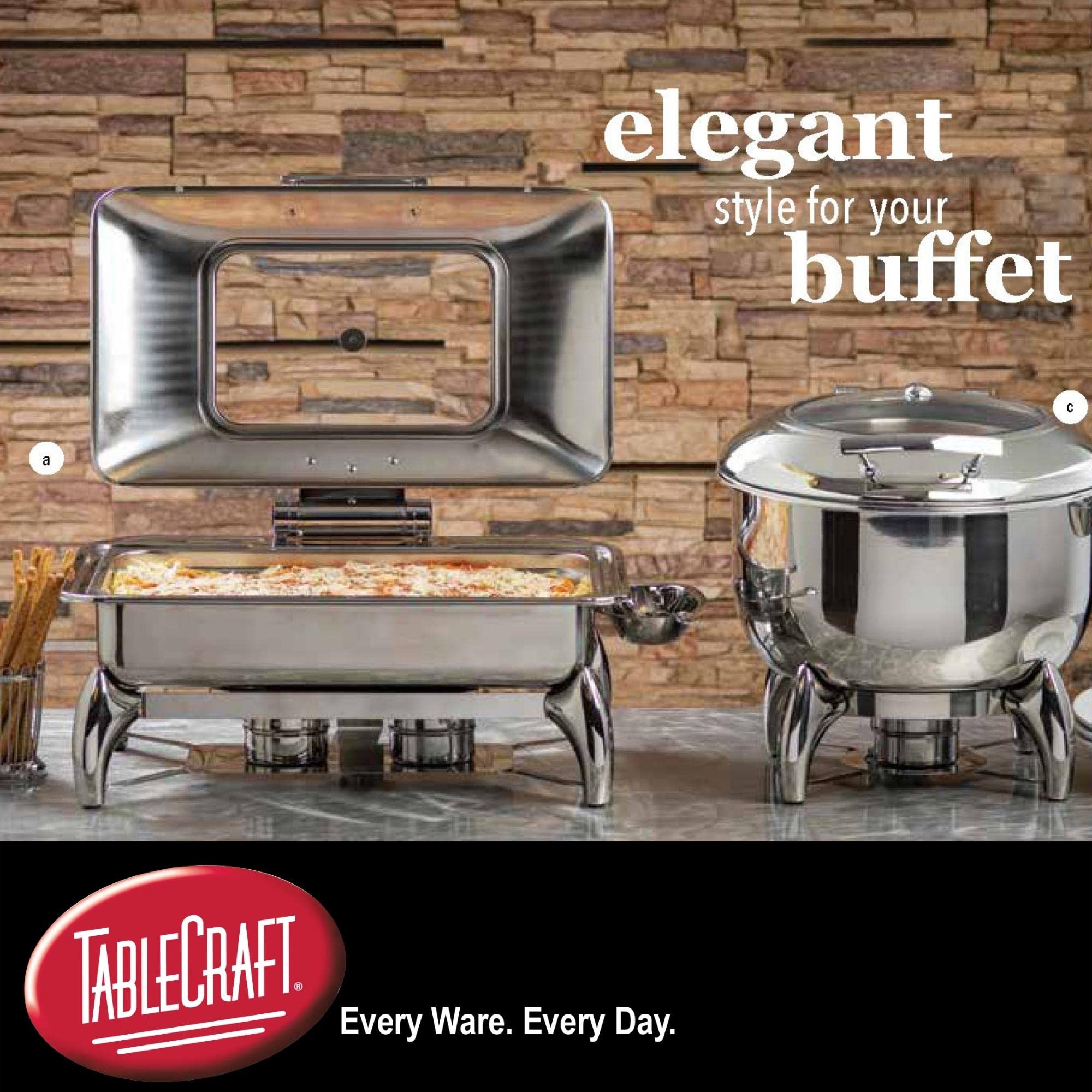 Tablecraft 5 Quart Electric Stainless Steel Chafing Dish Warmer - 700W 110V Commercial Buffet Server with Quick View Window & Slow Close Lid - Perfect for Restaurants, Catering, Banquets & Buffet Service