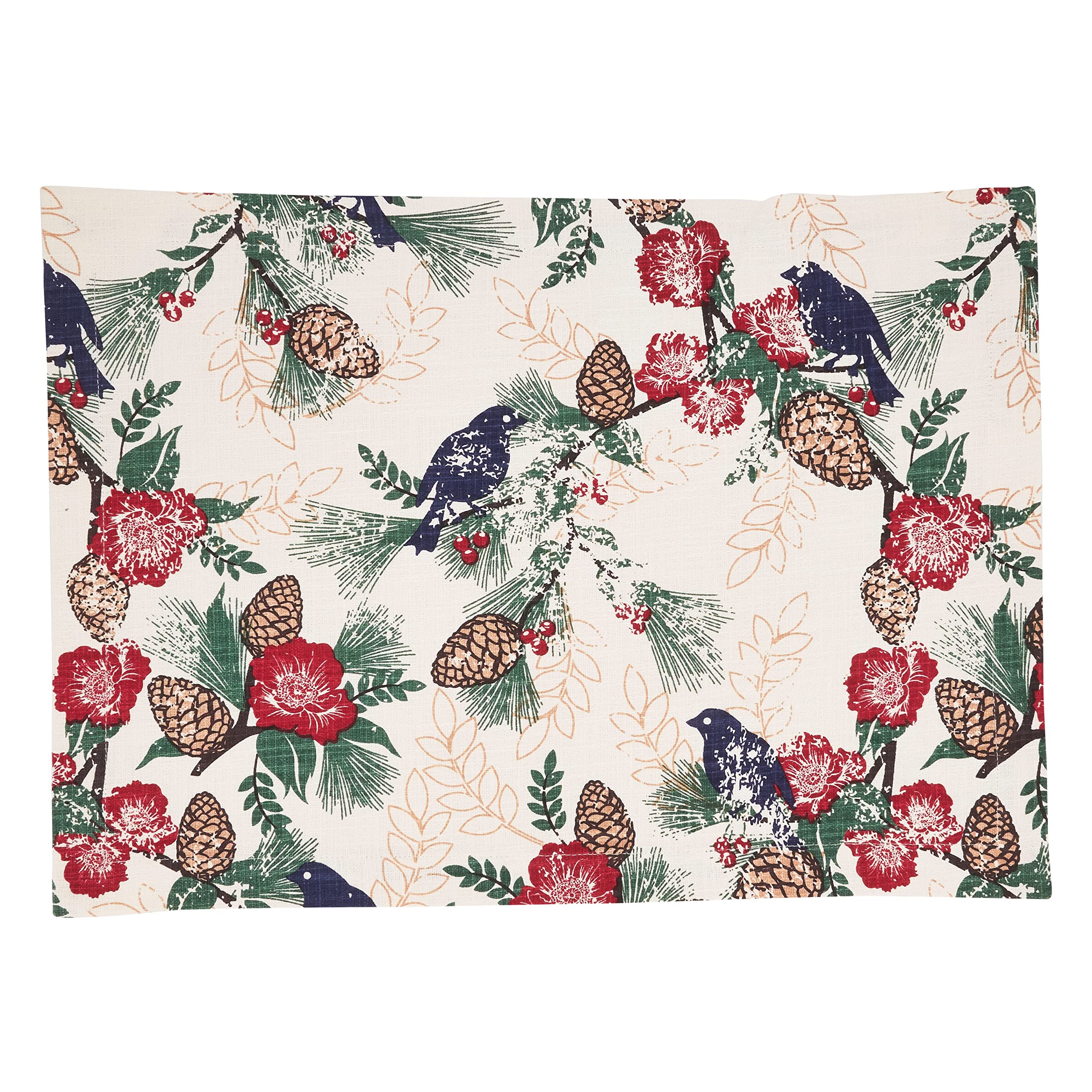 Pinecone and Bird Themed Placemats Set of 4 - Waterproof Coasters for Dining Table Decor, Kitchen, Thanksgiving & Christmas Dinner Settings