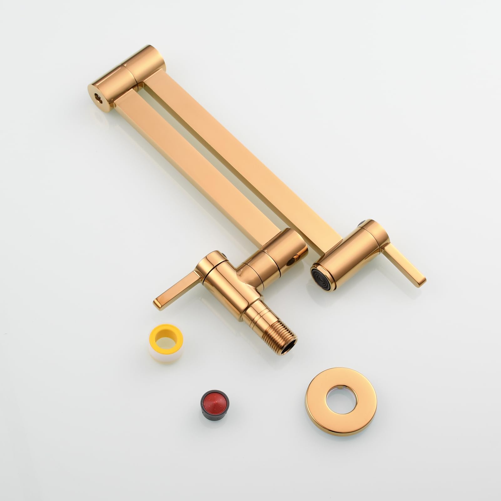 Brass Pot Filler Faucet Wall Mount - Titanium Gold Finish 360° Rotating Kitchen Sink Faucet with Water Saving Design - Perfect for Modern Kitchens, Cooking & Filling Large Pots (Model CT172J)