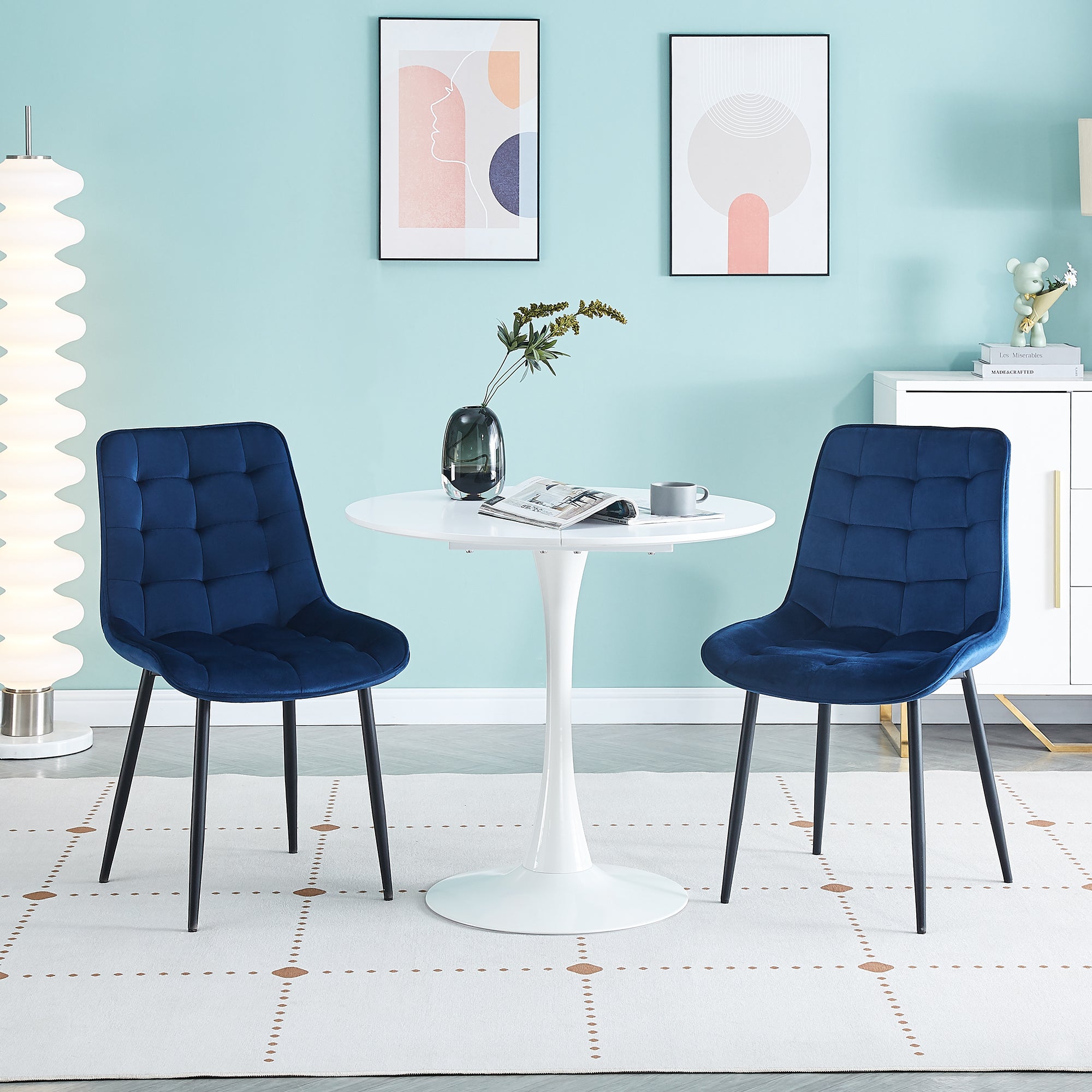 Modern Blue Dining Chairs Set of 2 - Contemporary Style with Advanced Technology - Perfect for Restaurants, Cafes, Bars, Offices & Living Rooms - Easy Assembly & Sturdy Design - Ideal for Home Dining & Commercial Spaces