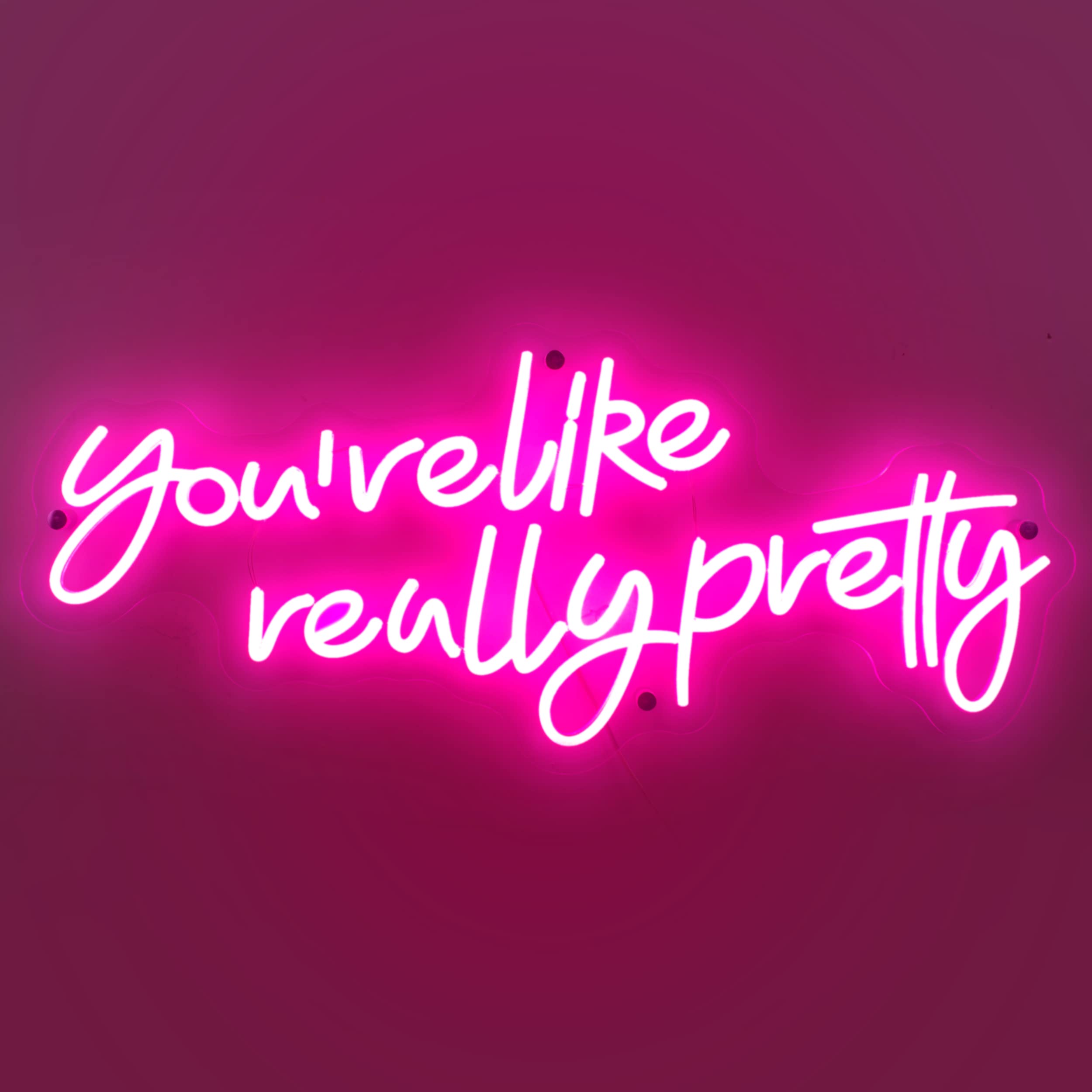 Premium American Brand - Large 'You're Like Really Pretty' Neon Sign with Safe Acrylic & Pink LED Lights | Mean Girls Inspired Wall Decor for Teens | Motivational Preppy Bedroom & Party Decorations for Women | Perfect for Dorm Rooms, Girls' Bedrooms & TikTok Backgrounds