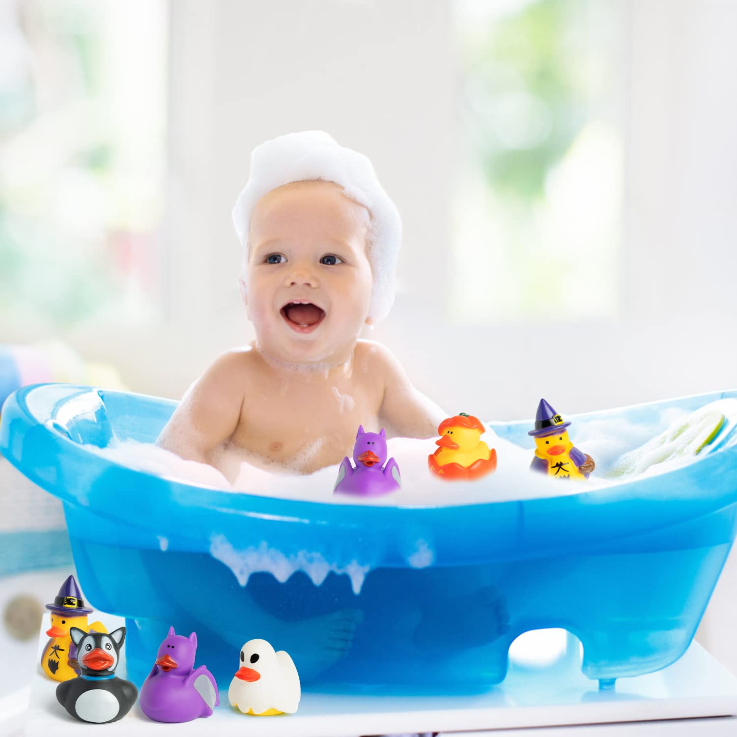 20PCS Halloween Rubber Ducks - Pumpkin Shaped Bath Toys for Kids, Baby Showers & Party Favors - Funny Floating Decorations for Halloween Parties, Bathtime & Pool Games