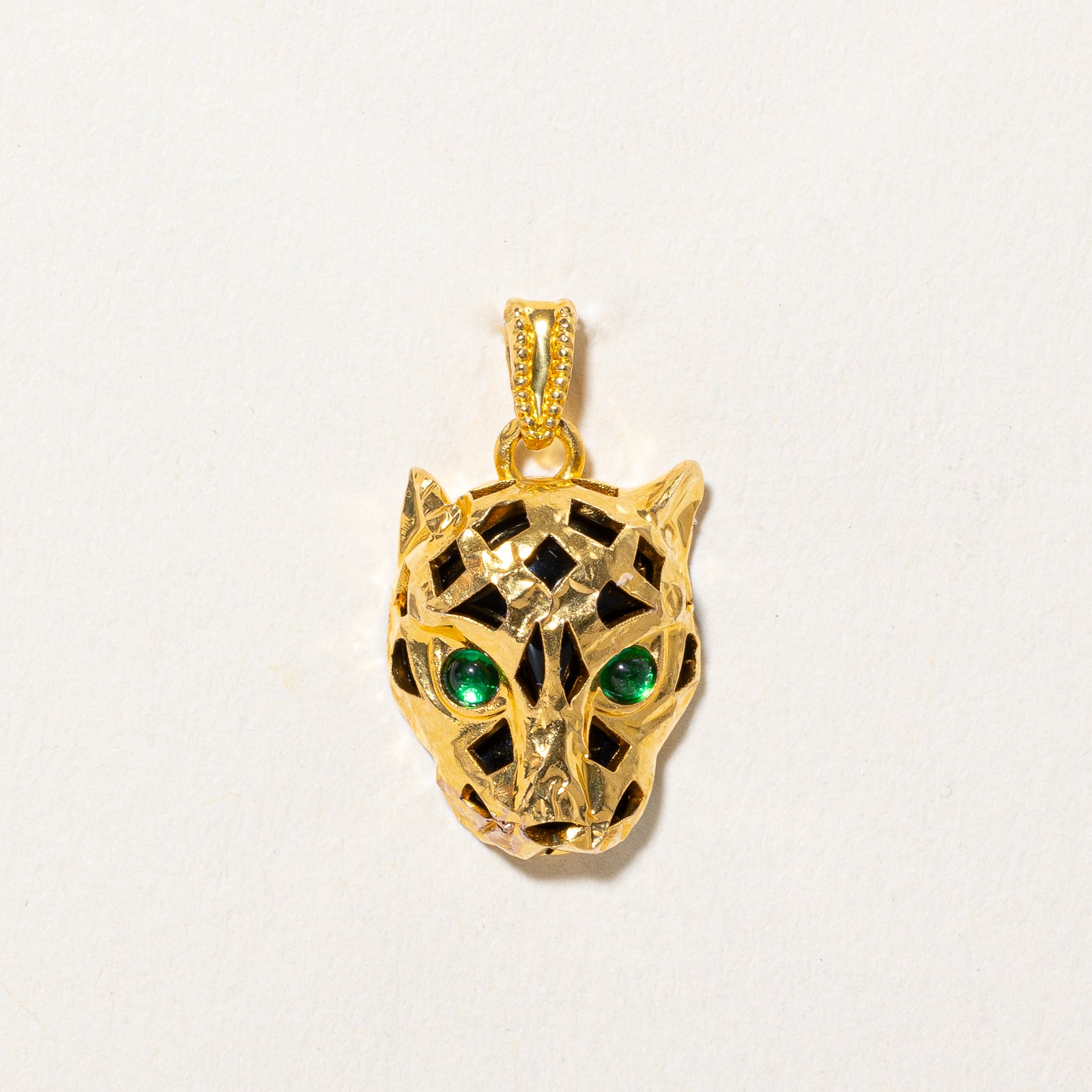 Onyx and Green Paste Glass Panther Head Pendant Necklace - 2.30ctw Gemstone Jewelry with 0.10ctw Accents | Elegant Statement Piece for Women's Fashion, Evening Wear, and Gift Giving