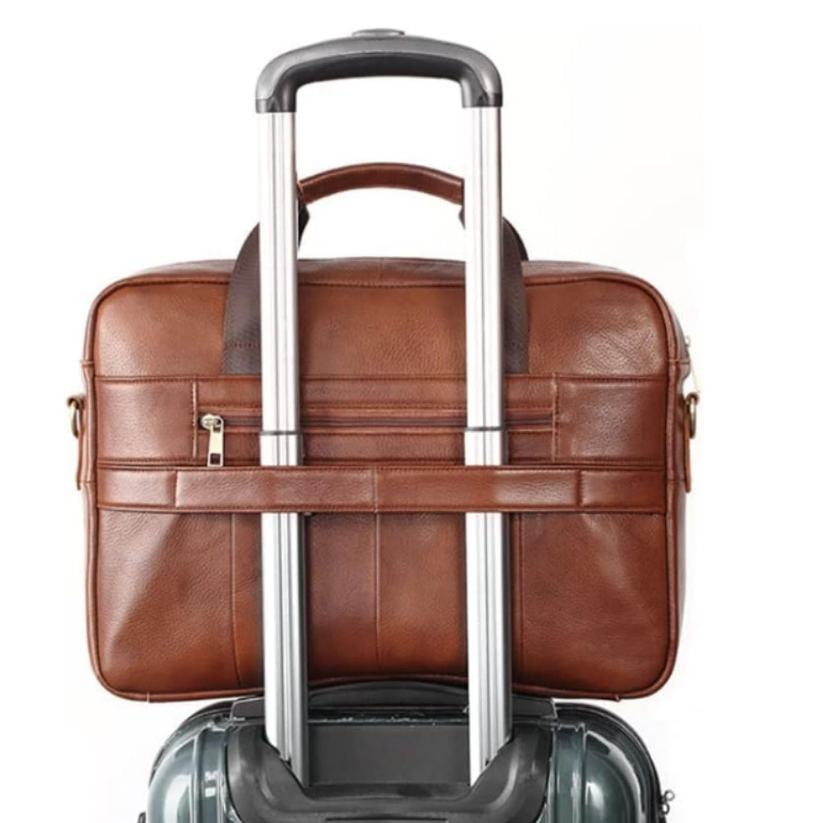 Premium Genuine Leather Briefcase for Men - Stylish Laptop Bag & Business Messenger Bag with Shoulder Strap - Perfect for Office, Work, Travel & Professional Meetings