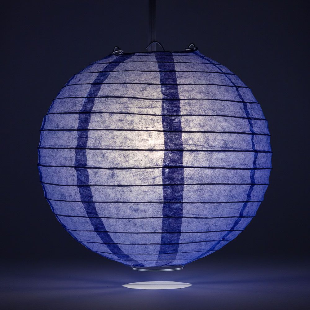 30 Large Periwinkle & Astra Blue Round Paper Lanterns with Evening Ribbing - Bulk Pack for Wedding Decor, Party Lighting & Home Decoration