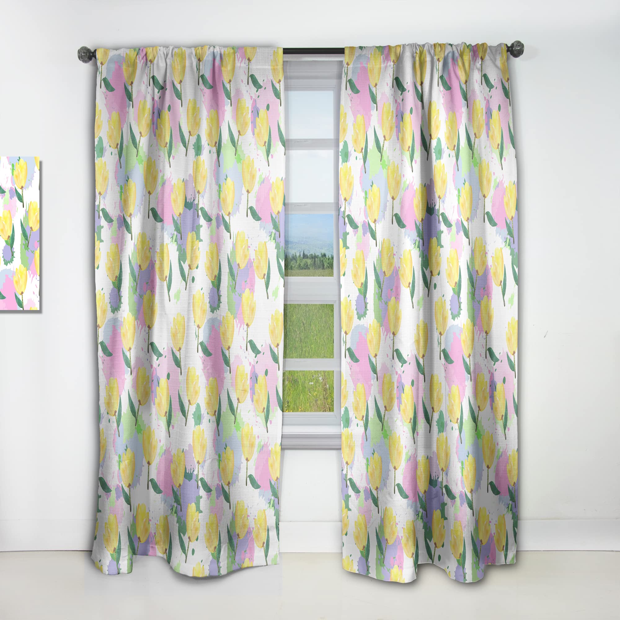 DesignQ Floral Print Blackout Curtains - Thermal Insulated Single Panel (52x108 inches) for Bedroom & Living Room - Elegant Home Decor for Light Control & Privacy