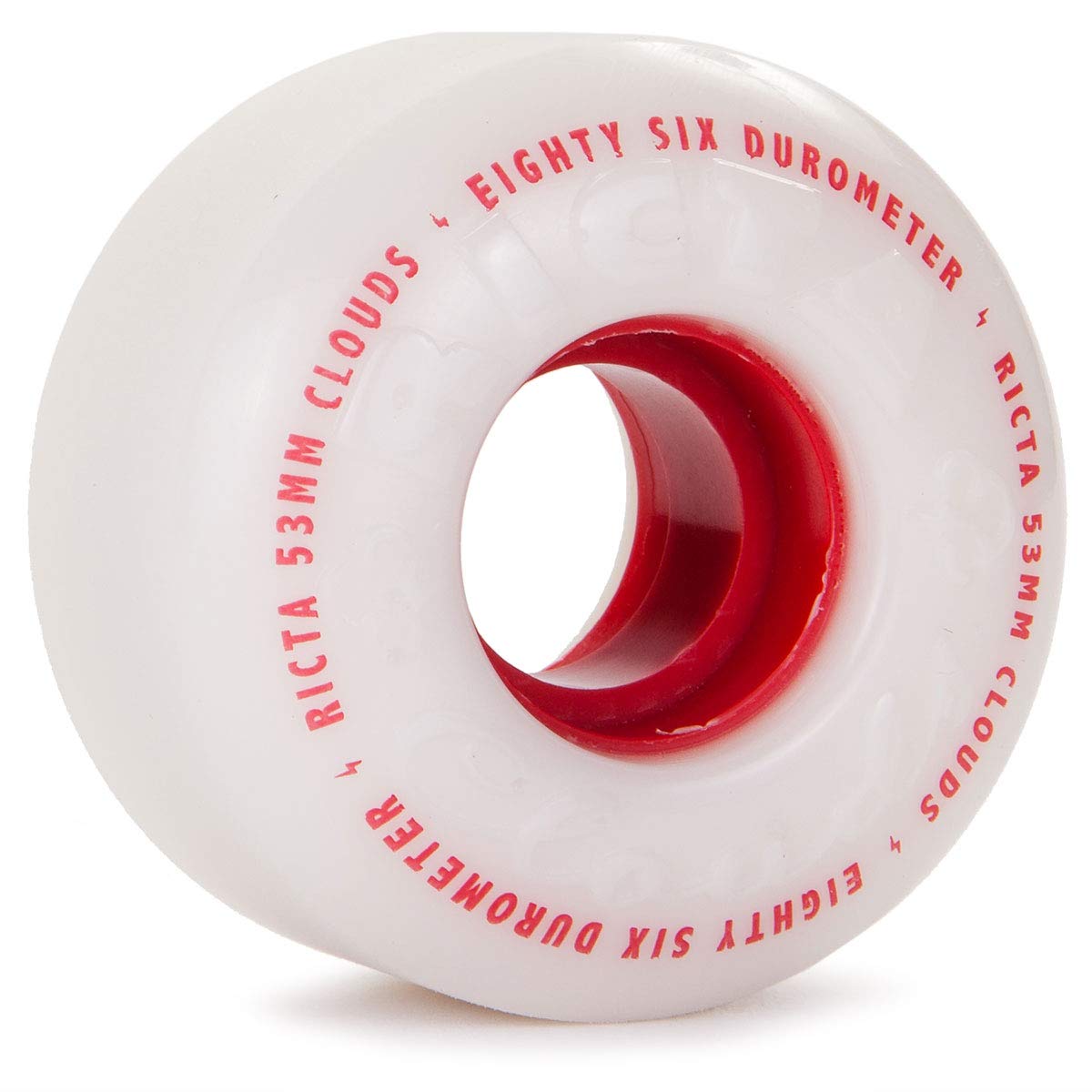 Ricta Clouds 86a 53mm Skateboard Wheels with Bones Reds Bearings - Red - Smooth Ride for Street & Park Skating - Perfect for Cruising, Tricks & Longboard Skateboards