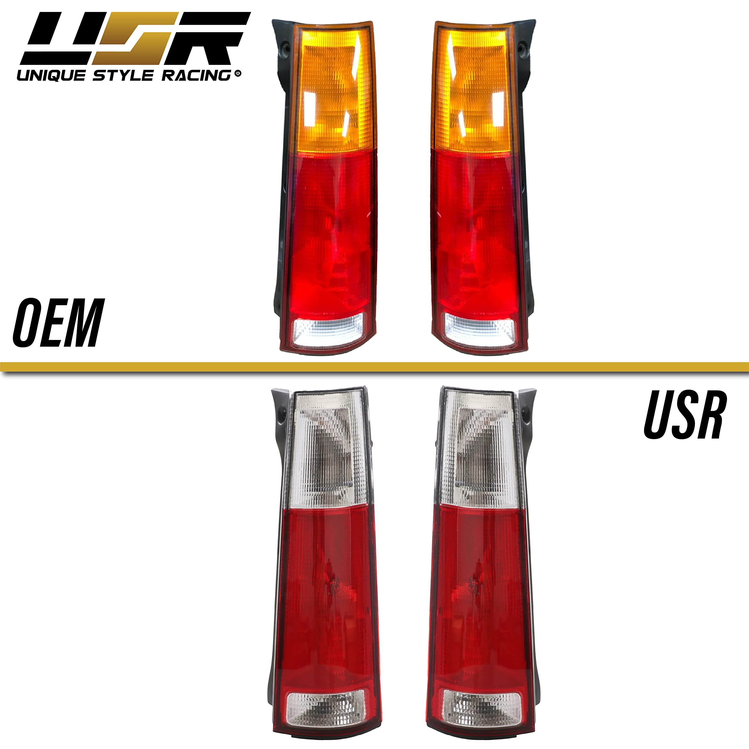 USR DEPO JDM Style Red/Clear Lens Tail Lights - Compatible with 1997-2001 Honda CR-V (First Gen) | Left + Right Rear Lamps Set | Upgrade Your Car's Style & Night Visibility