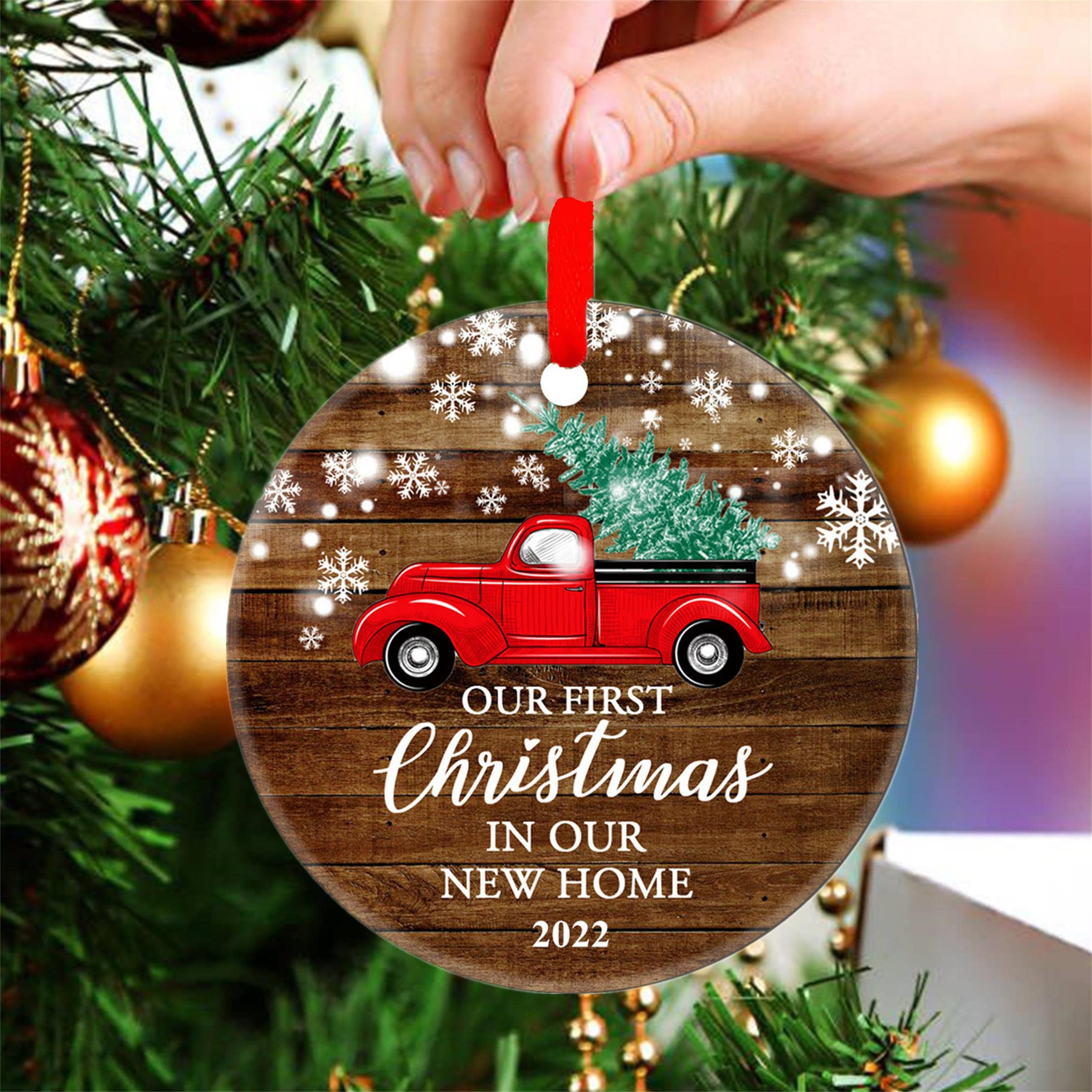 Our First Christmas in Our New Home Ornament 2024 - Housewarming Gift for New Homeowners - Sweet Home Decor Keepsake - Perfect for First House Celebration & Holiday Tree Decoration