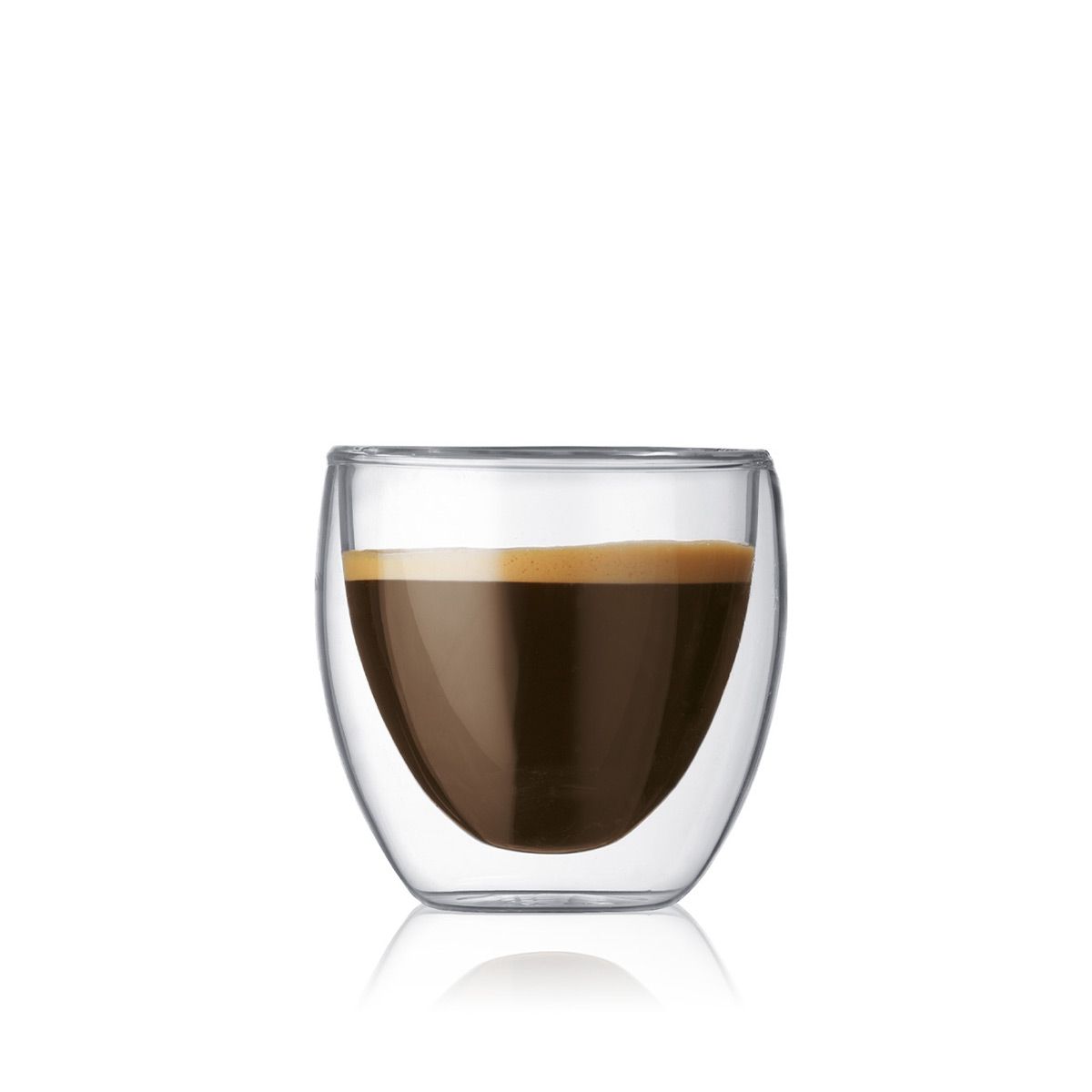 Bodum Pavina Double Wall Glass Set - 2 Extra Small 0.08L (2.5oz) Cups - Insulated Coffee & Espresso Glasses for Home, Office, or Cafe Use