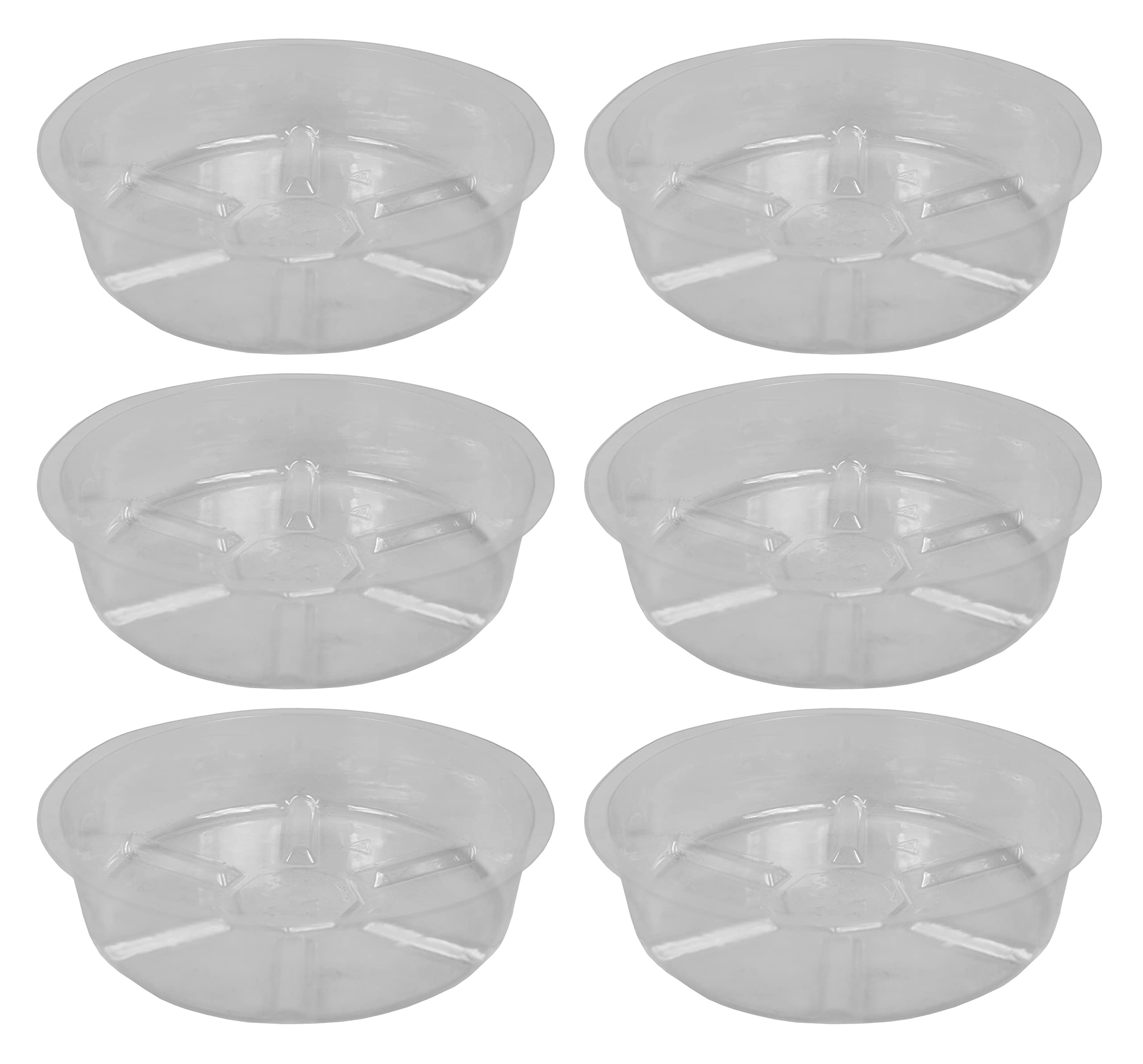 6-Pack 6-Inch Vinyl Plant Saucers - Durable Plant Trays & Water Catchers for Indoor/Outdoor Potted Plants - Prevents Overwatering - Perfect for Home, Garden, and Office Use